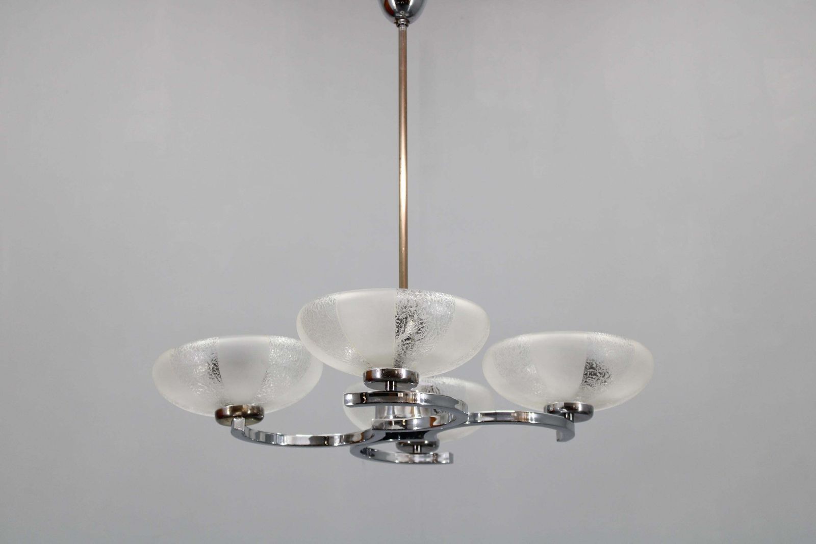 1950s Chrome And Glass Chandelier By Napako, Czechoslovakia photo for sale