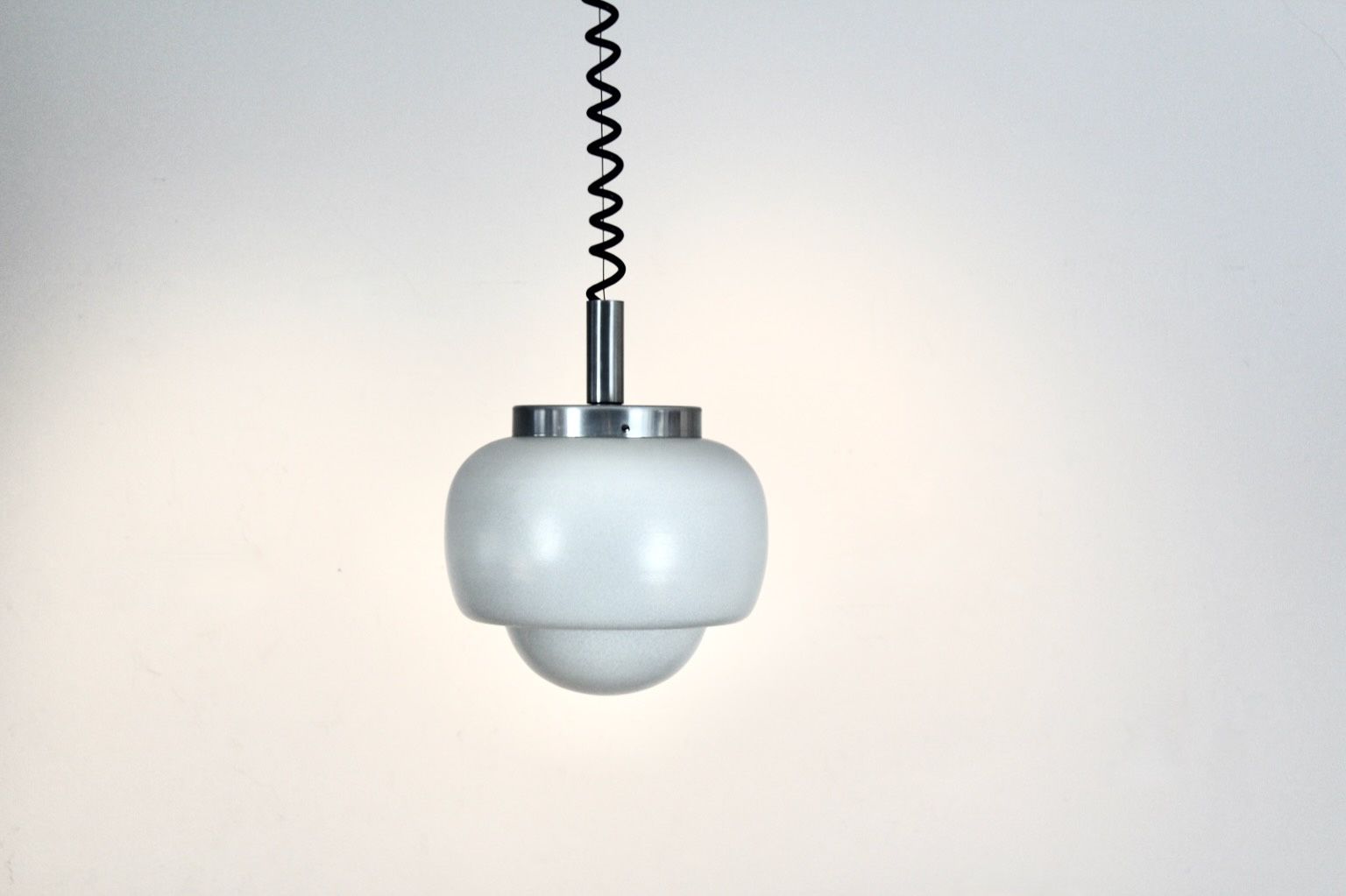 photo for sale Peill & Putzler Aluminum And Opal Glass Bubble Pendant, Germany, 1960s