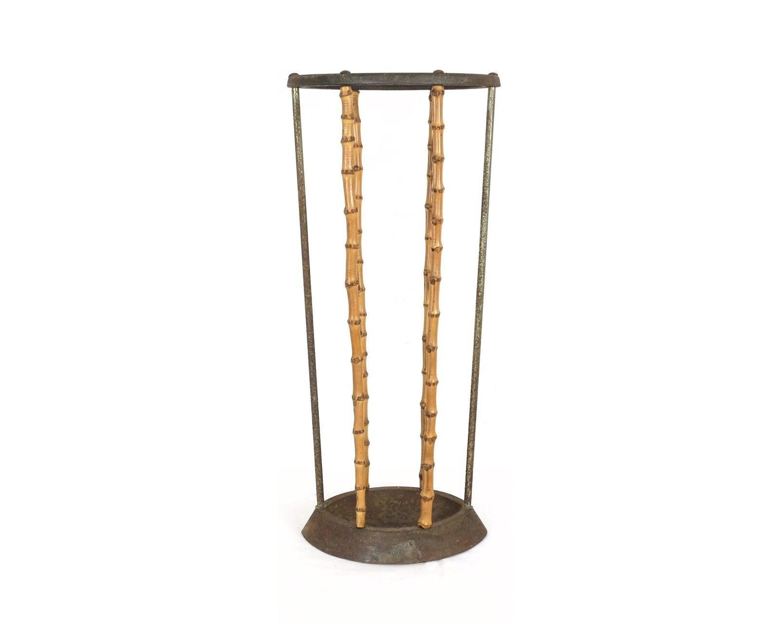 An Edwardian Cast Iron And Bamboo Stick Stand