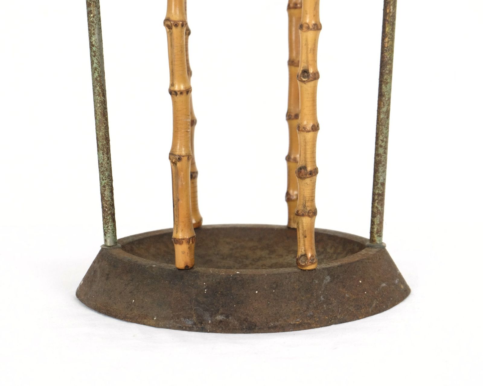 An Edwardian Cast Iron And Bamboo Stick Stand photo vinterior