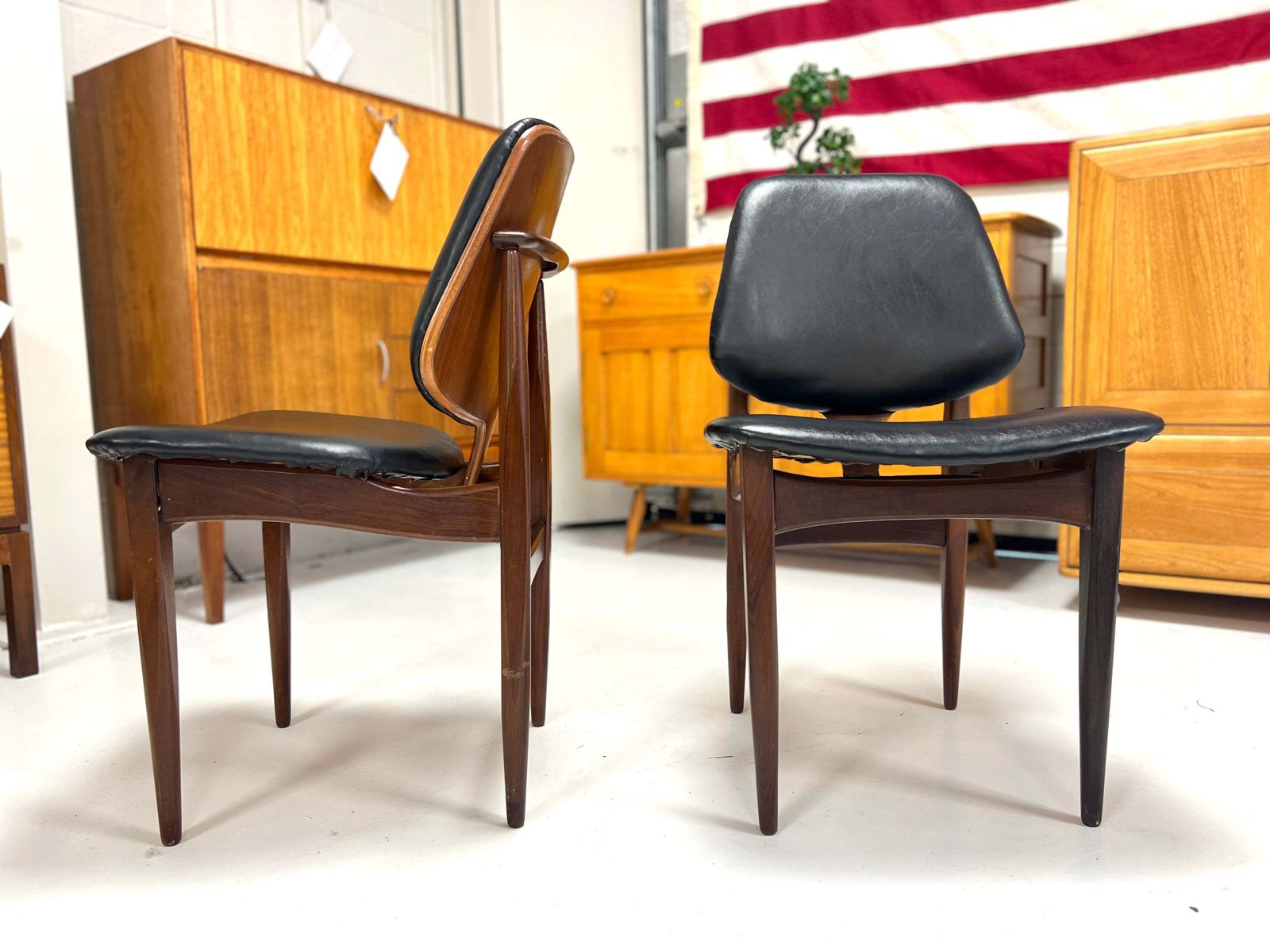 Pair Of Eilliotts Of Newbury, Teak And Leatherette Dining Chairs photo Furniture