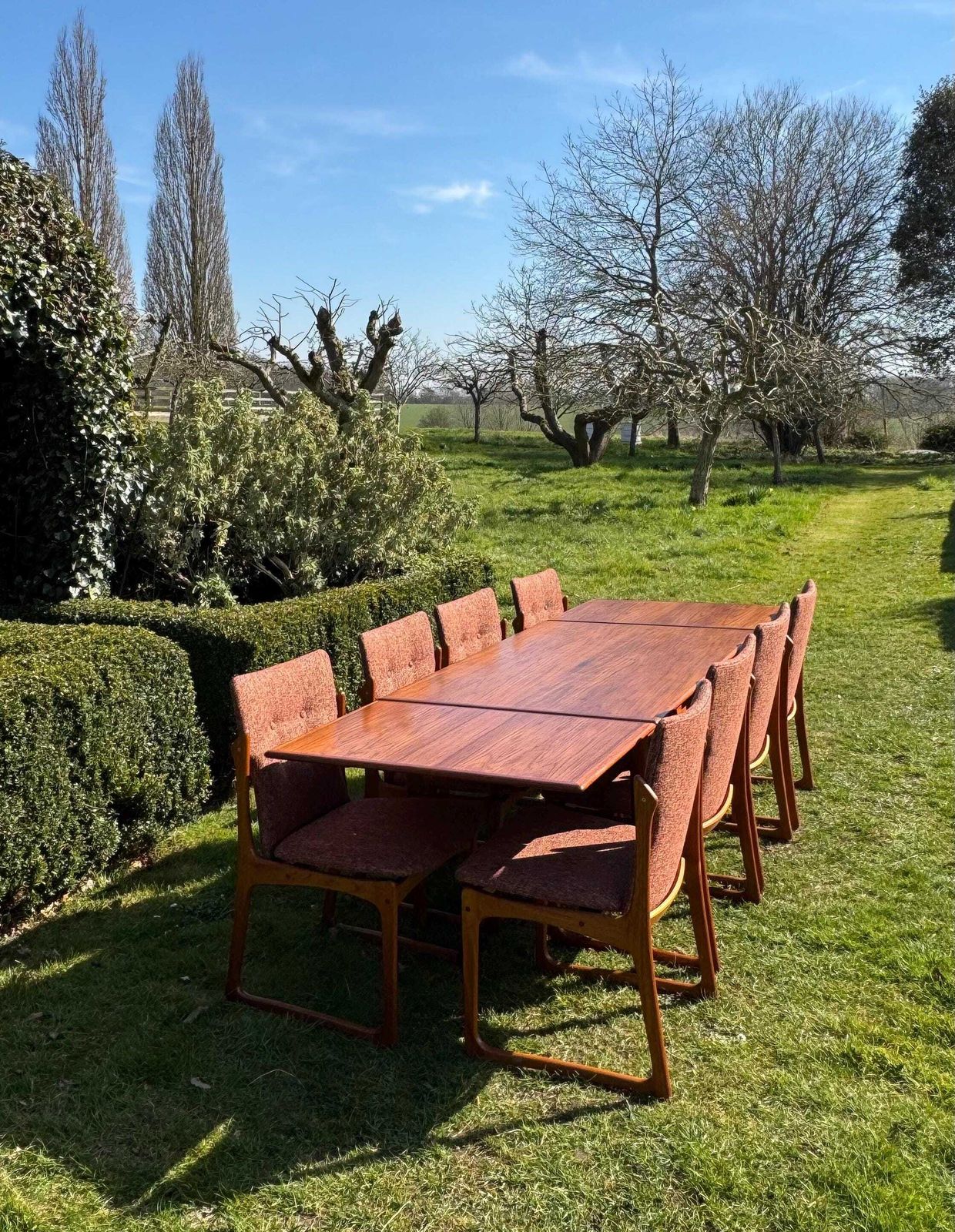 Mid Century Modern Danish Teak Dining Set Eight Teak Dining Chairs By Vendrup Stolefabrik And A Large Dining Table By A M Moller photo for sale