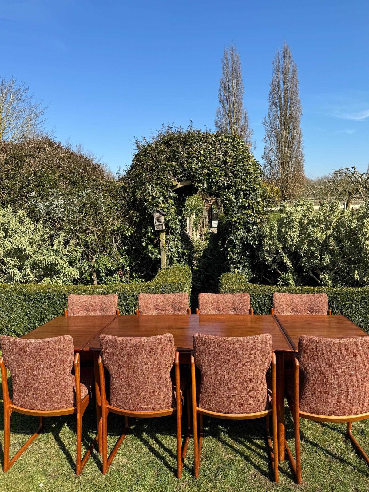 Mid Century Modern Danish Teak Dining Set Eight Teak Dining Chairs By Vendrup Stolefabrik And A Large Dining Table By A M Moller photo vinterior