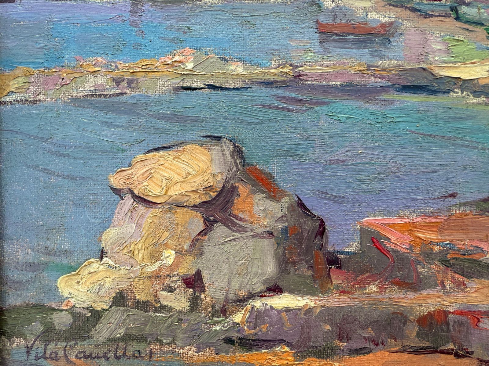 José María Vila Cañellas Costa Brava Oil On Canvas Painting Spain Mediterranean Art 1941 photo Art