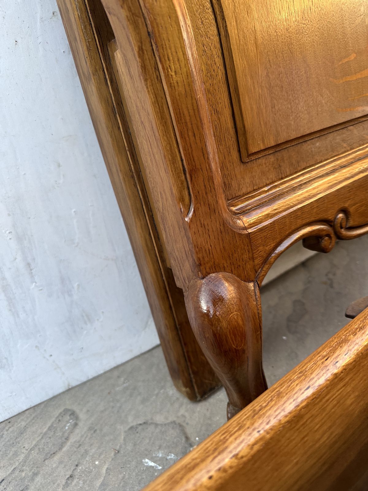 photo buy Beautiful French Louis XV Antique Style Oak Double Bed Frame – Great Condition