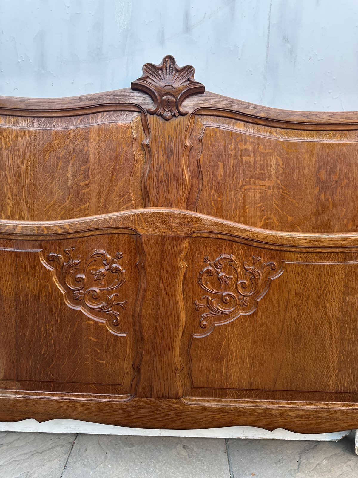photo for sale Attractive French Louis XV Antique Style Oak Double Bed Frame – Great Condition
