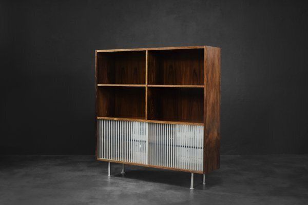 Mid Century Modern Scandinavian Rosewood Highboard With Glass, 1960s photo buy