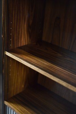 photo buy Mid Century Modern Scandinavian Rosewood Highboard With Glass, 1960s