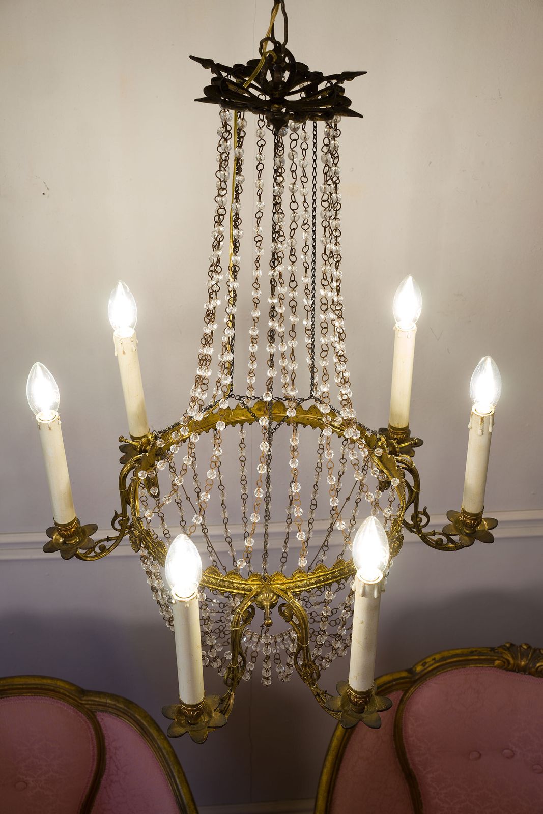 Antique French Empire Balloon Style Chandelier   6 Lights. photo buy