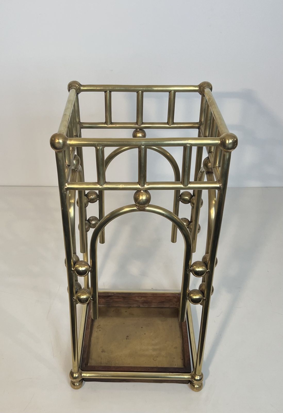 Modernist Brass Umbrella Stand In The Style Of Joseph Hoffmann photo for sale