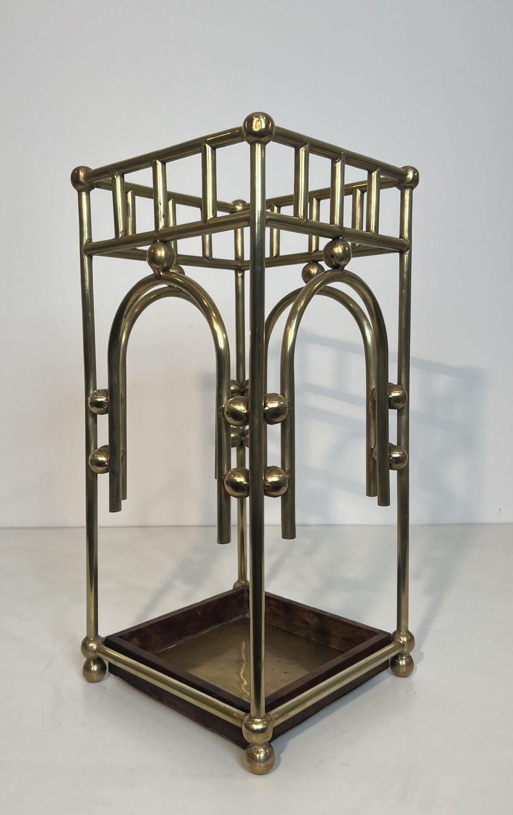 photo for sale Modernist Brass Umbrella Stand In The Style Of Joseph Hoffmann