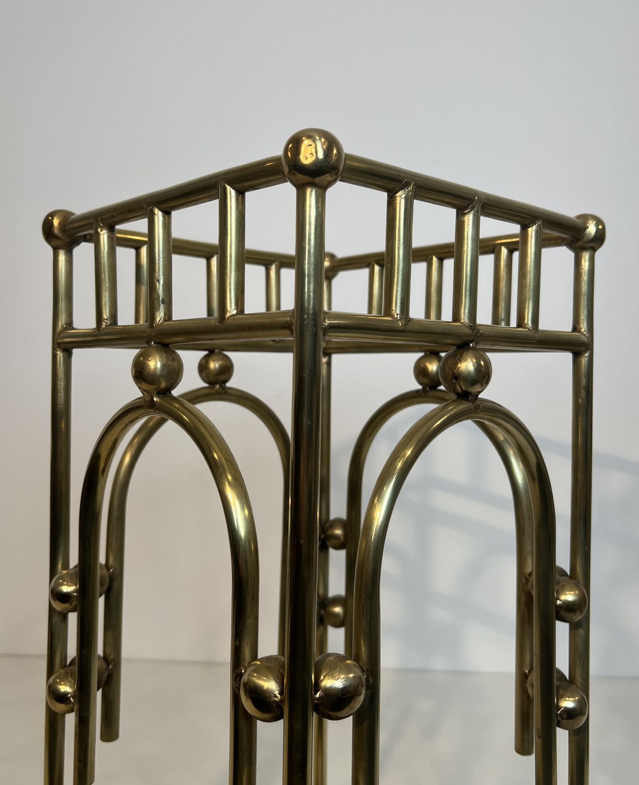 photo vinterior Modernist Brass Umbrella Stand In The Style Of Joseph Hoffmann