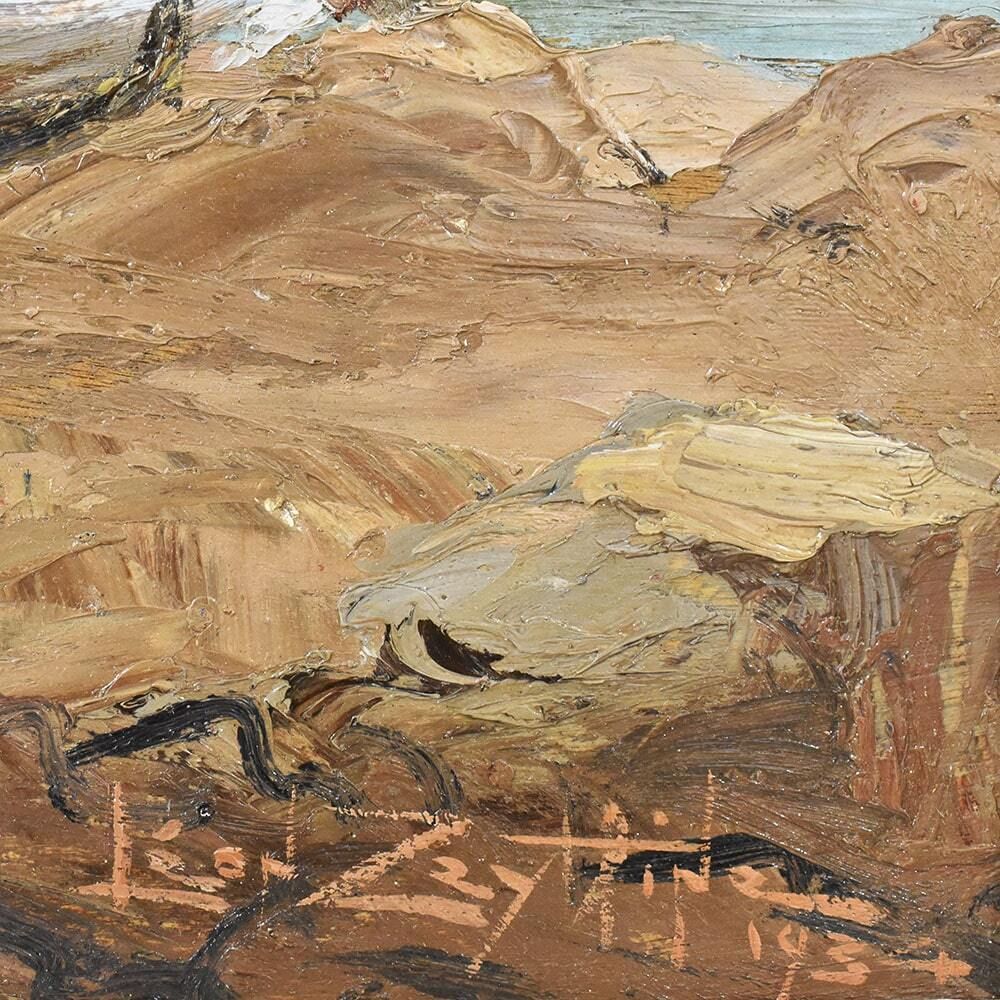 Marine Painting, Cote Azur Painting, Seascape Painting With A White Boat, Early 20th Century. (Qm520) photo vintage