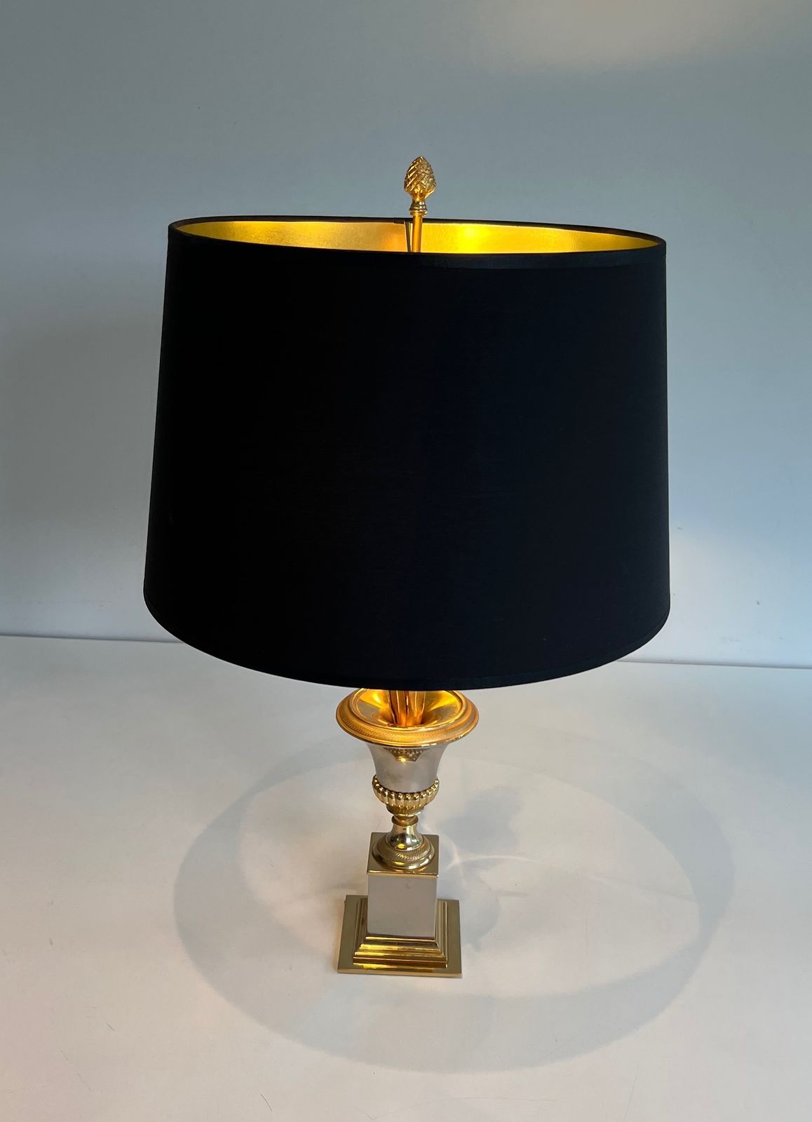 Pair Of Chrome And Brass Palm Tree Lamps In The Style Of Maison Charles. Circa 1970 photo 2250.0
