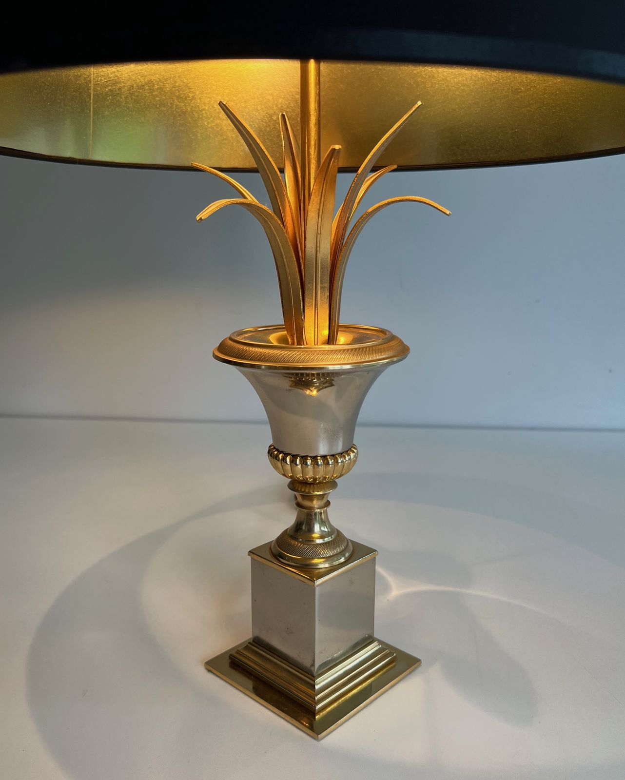 photo furniture Pair Of Chrome And Brass Palm Tree Lamps In The Style Of Maison Charles. Circa 1970