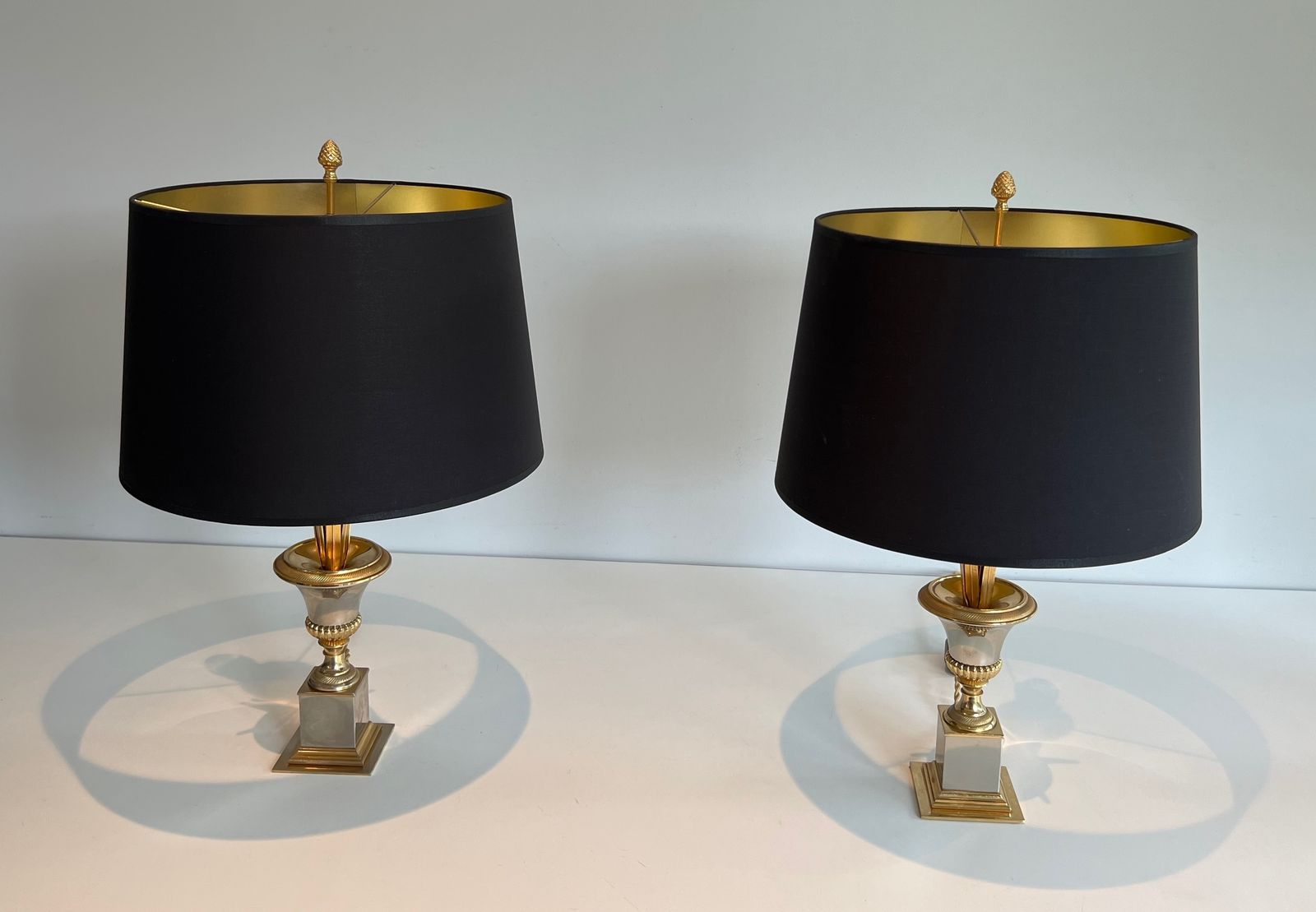 2250.0 Pair Of Chrome And Brass Palm Tree Lamps In The Style Of Maison Charles. Circa 1970 photo