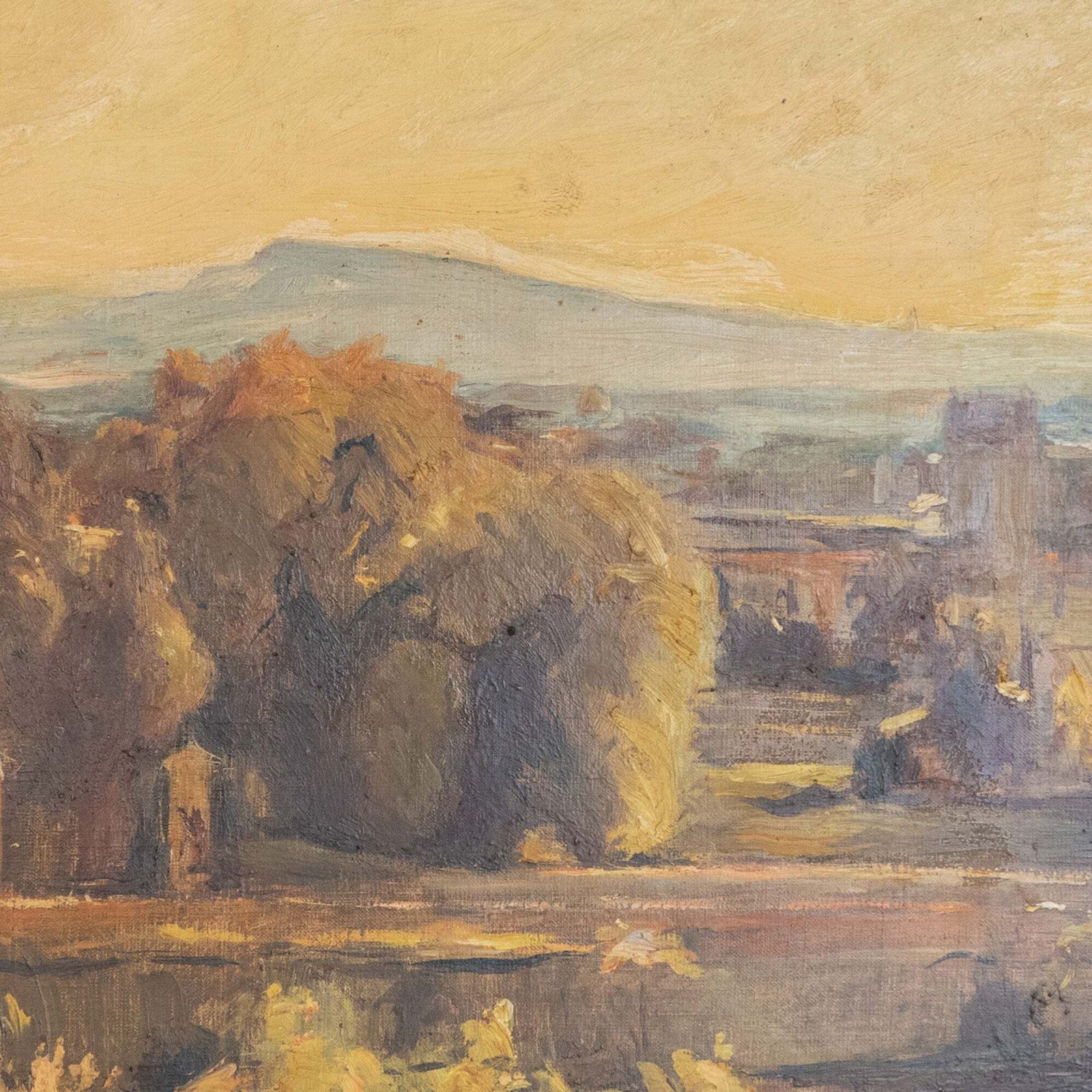 Spaans Landschap In Het Gouden Uur – Impressionistisch Olieverfschilderij photo for sale