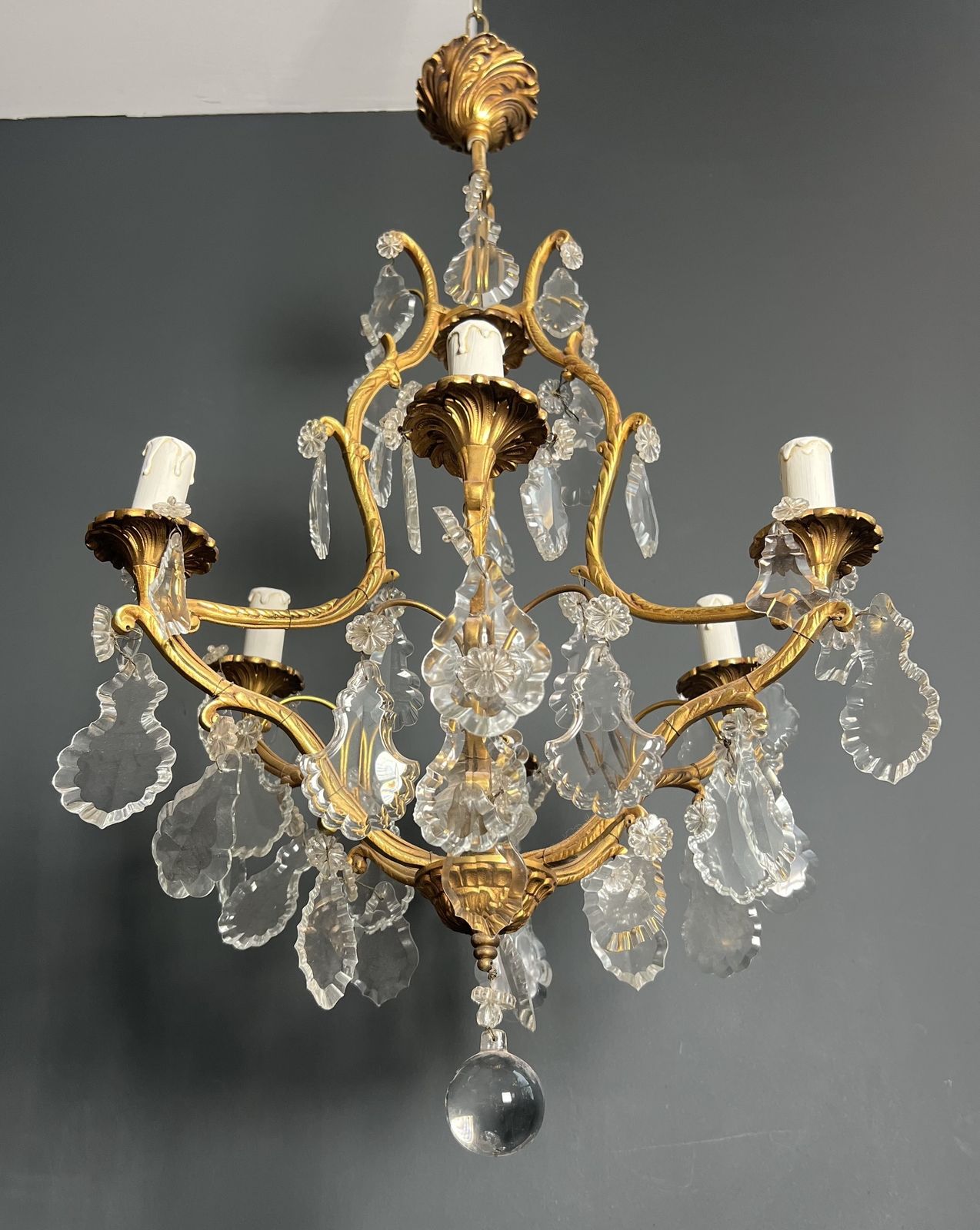 Louis XV Style Bronze Chandelier With Crystals And 6 Lights photo 1950.0