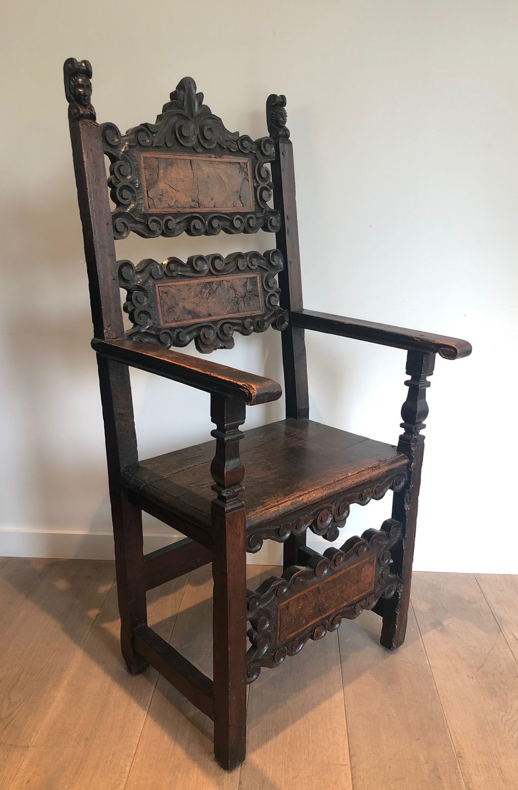 Set Of An Italian Renaissance Period Armchair And Pair Of Walnut Chairs photo furniture