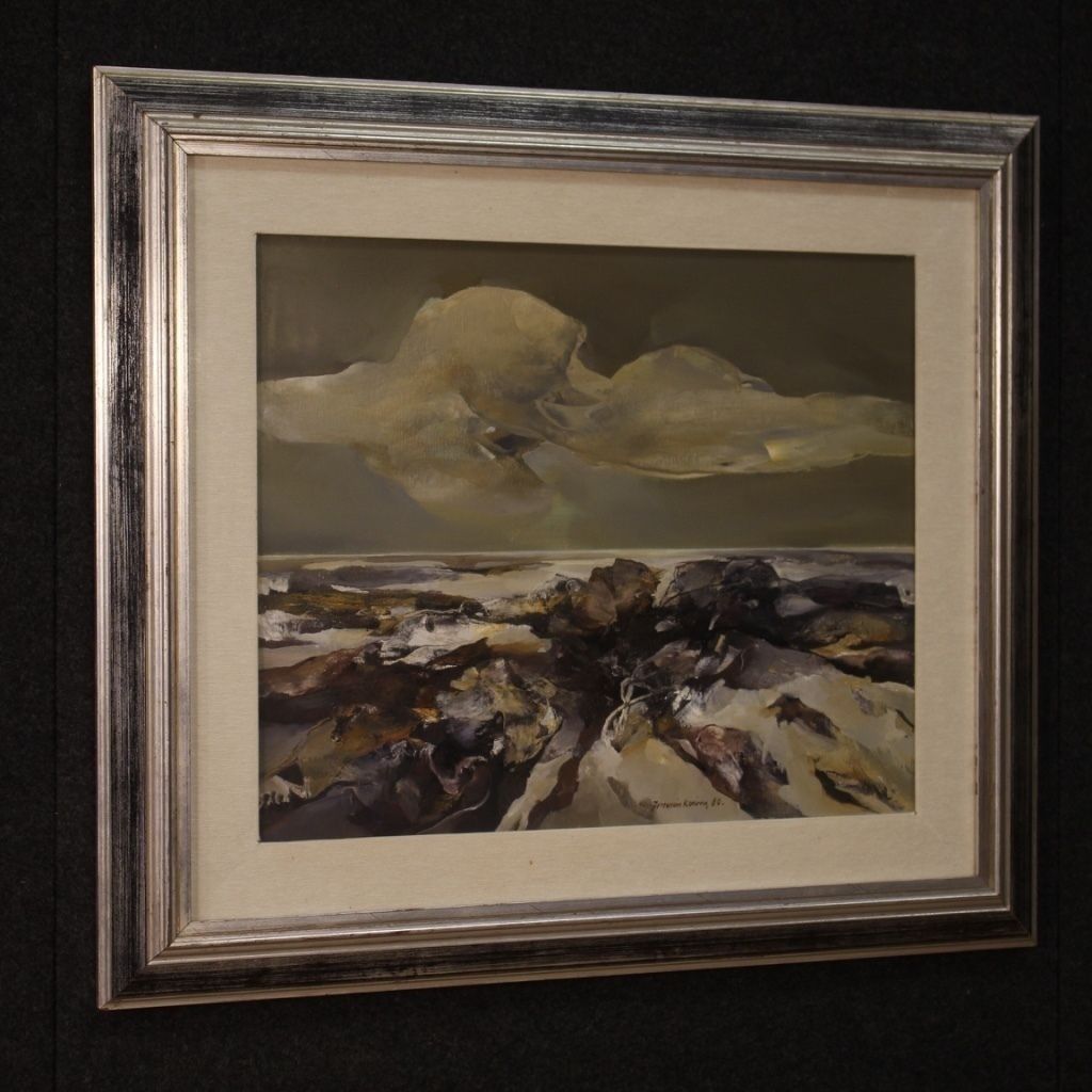 Italian Seascape Painting Signed Ferruccio Rosini Dated 1980