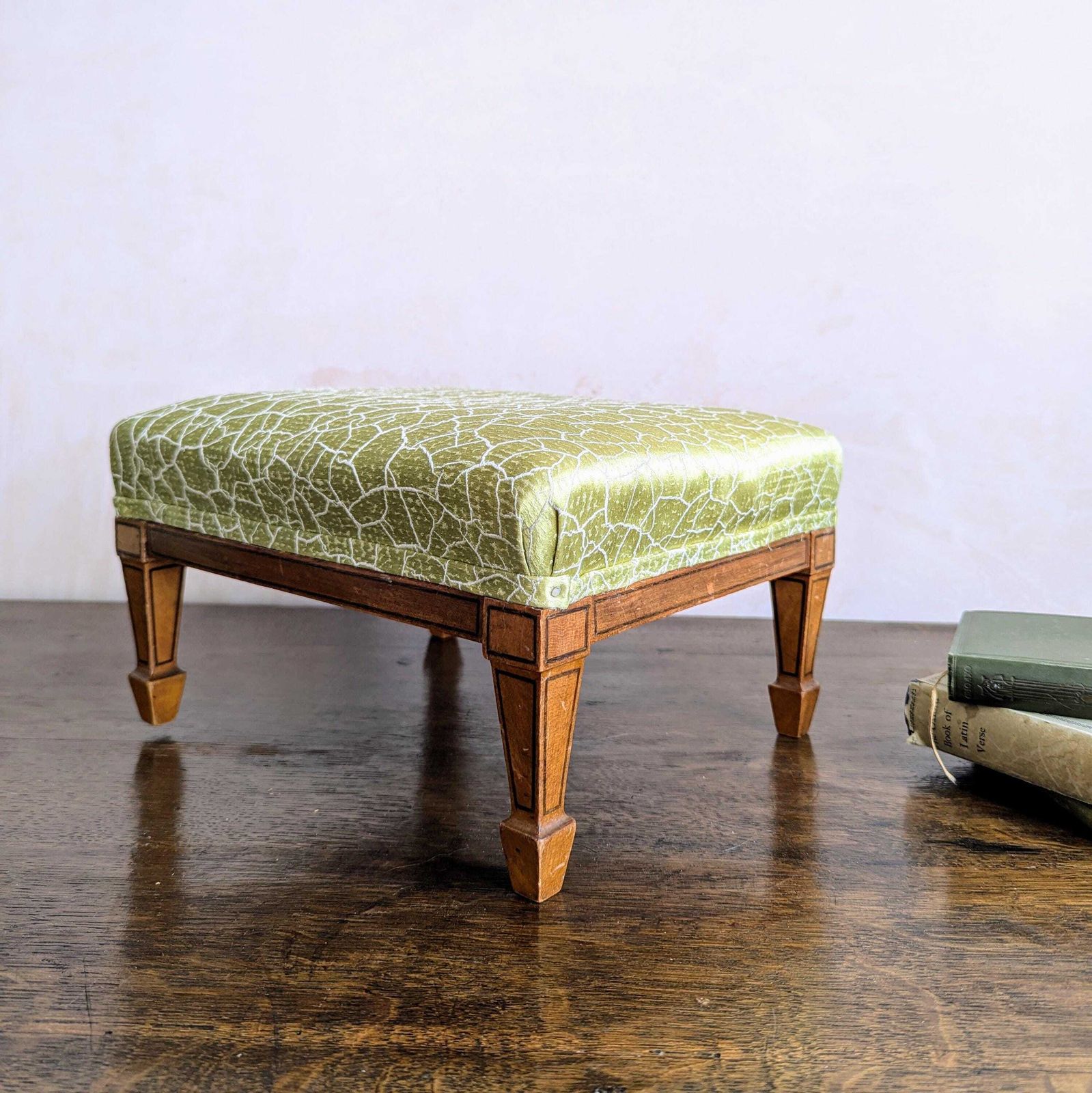 An Antique French Upholstered Footstool C1900 Zoffany Fabric photo for sale