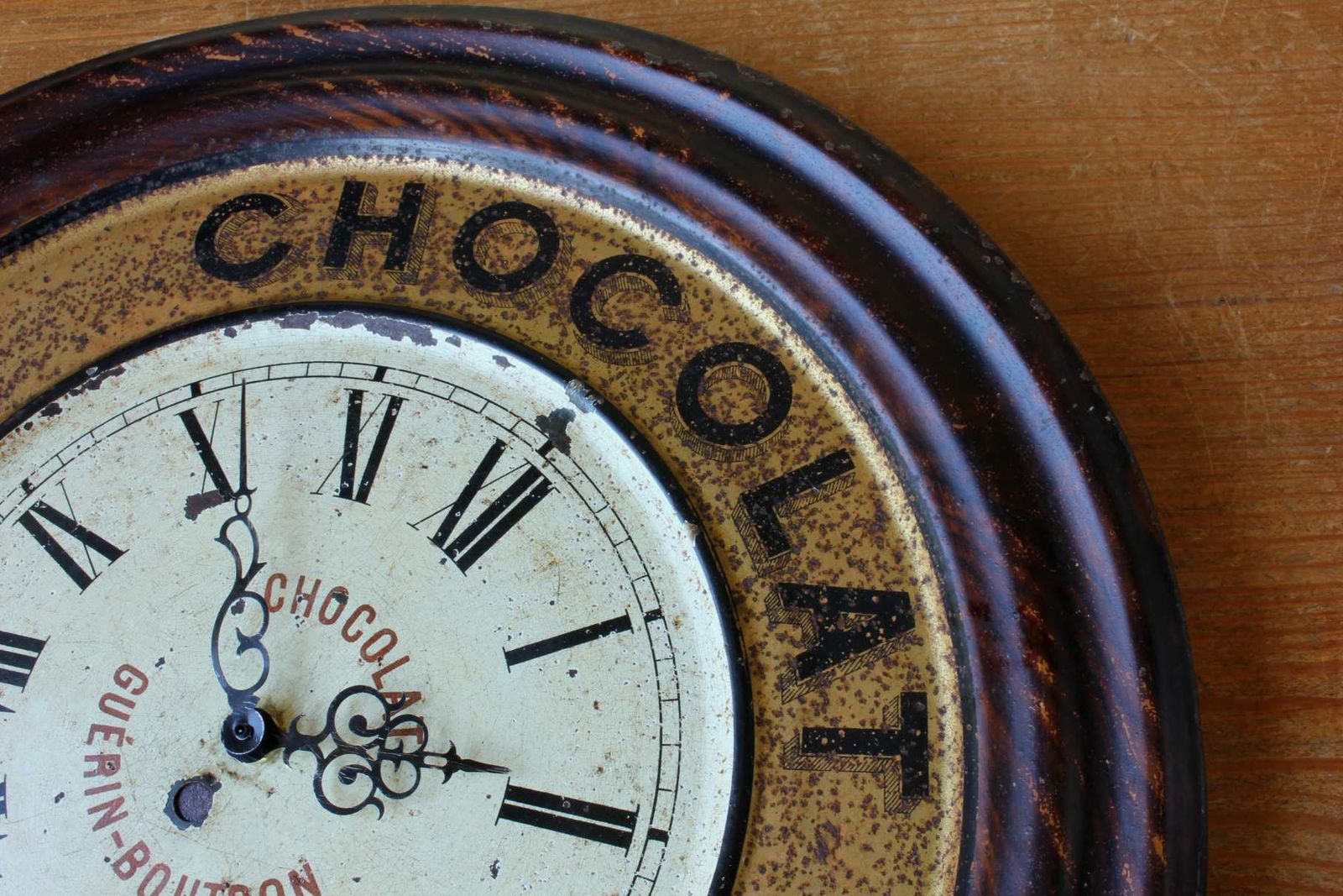 French Guerin Boutron Chocolat Wall Clock. Chocolate Advertising Sign. photo buy