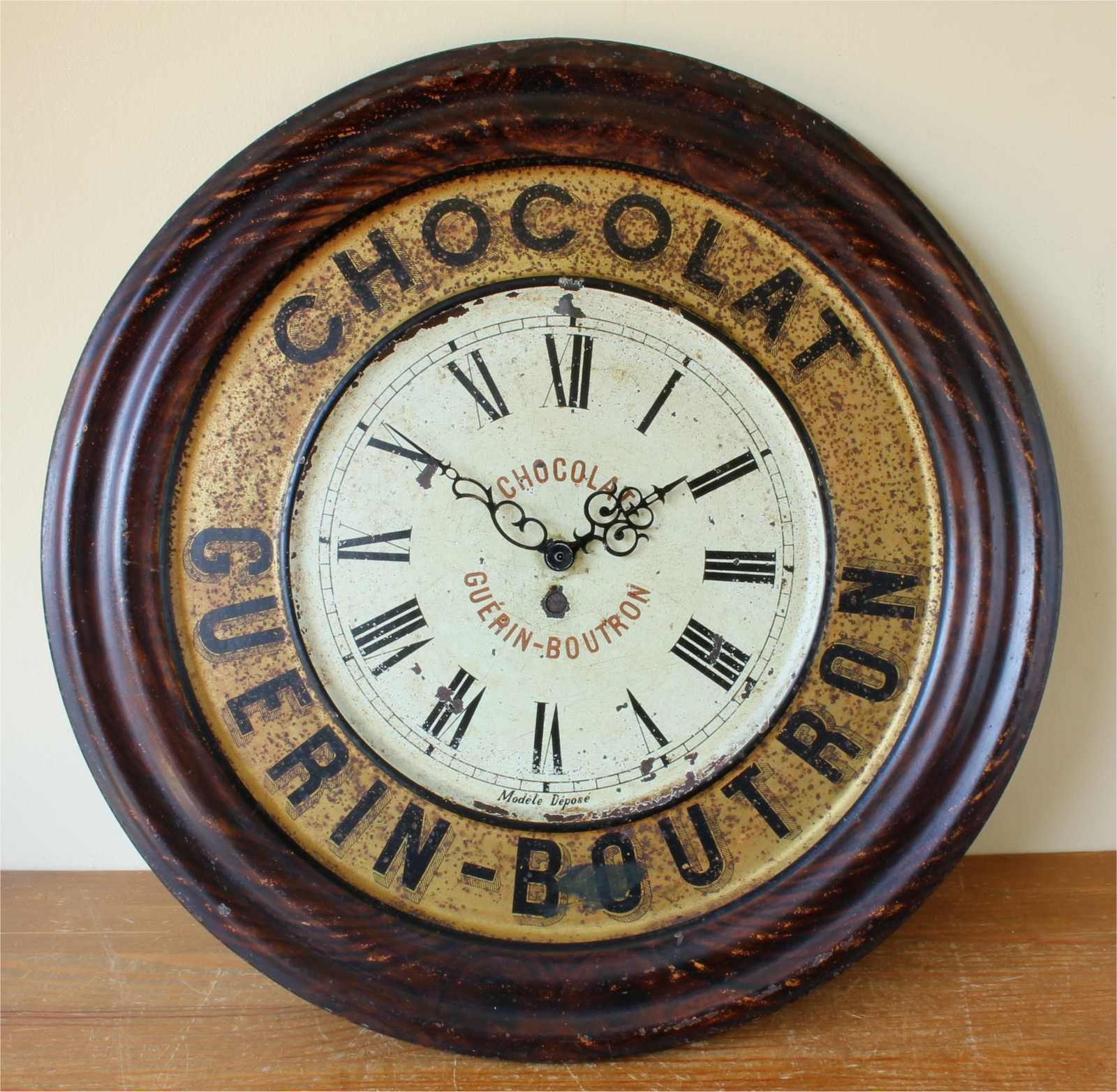 photo for sale French Guerin Boutron Chocolat Wall Clock. Chocolate Advertising Sign.
