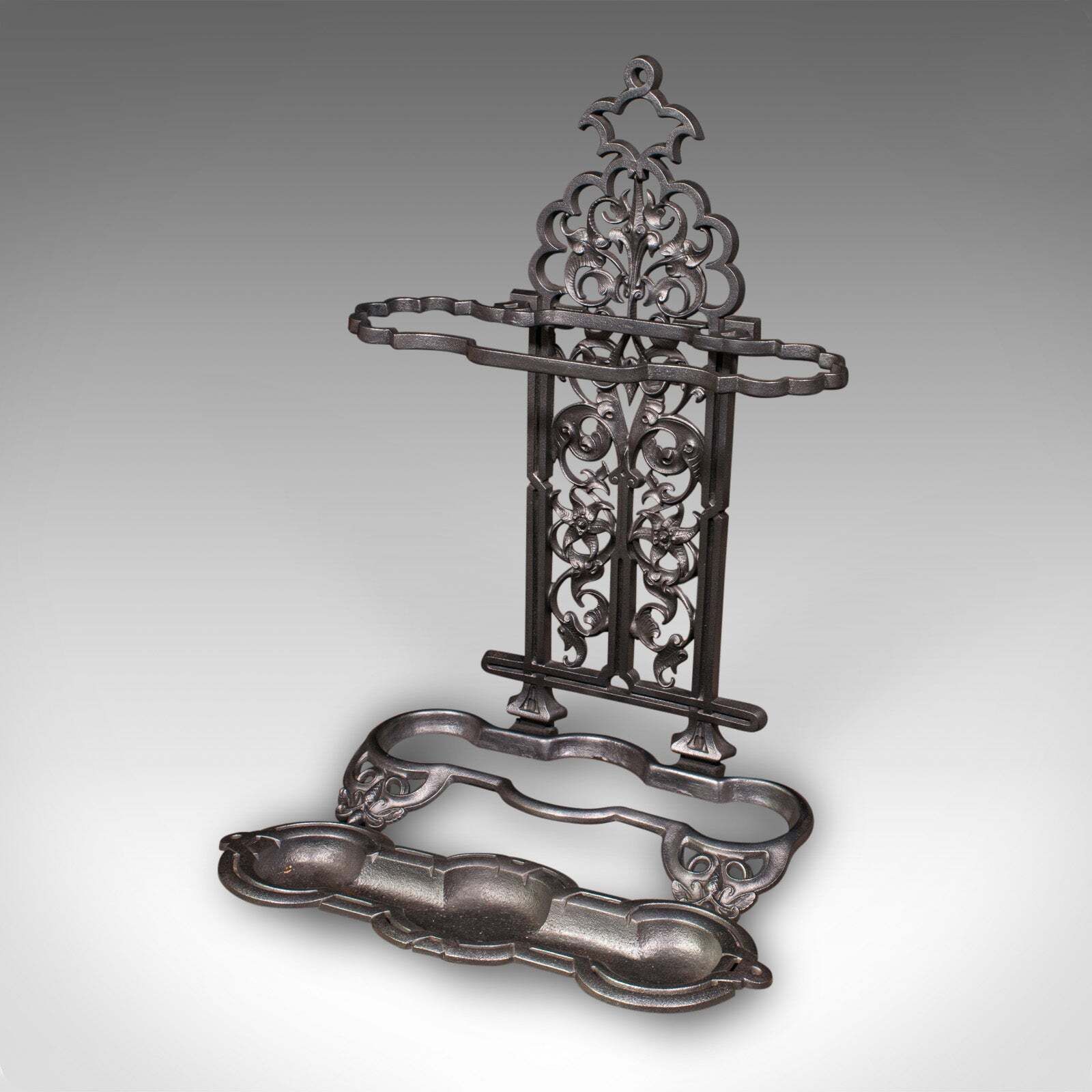 Antique Ornate Stick Stand, English, Umbrella Loop, Victorian, Jacobean Taste photo for sale