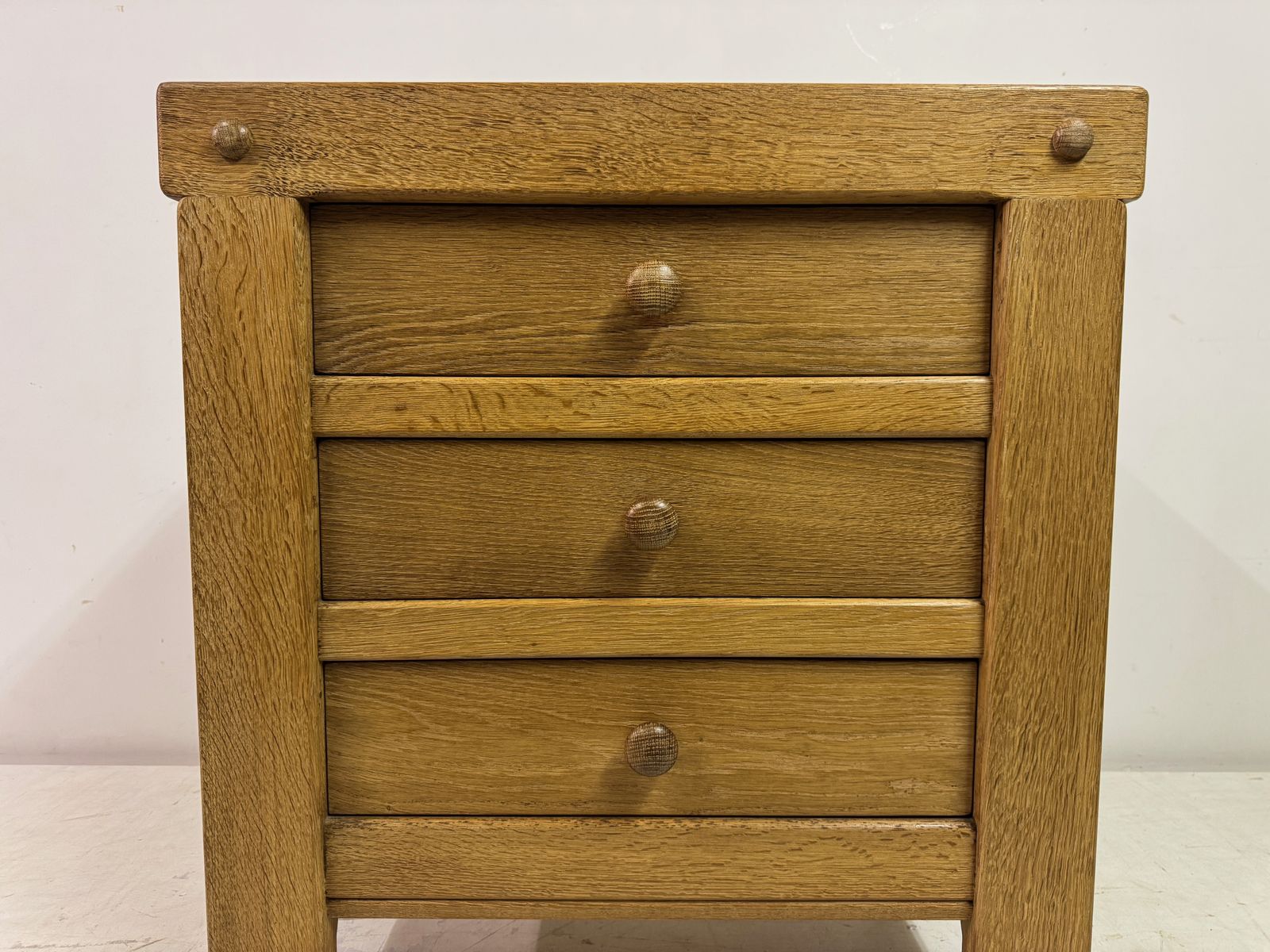 Brutalist Three Drawer Oak Chest Of Drawers photo vinterior