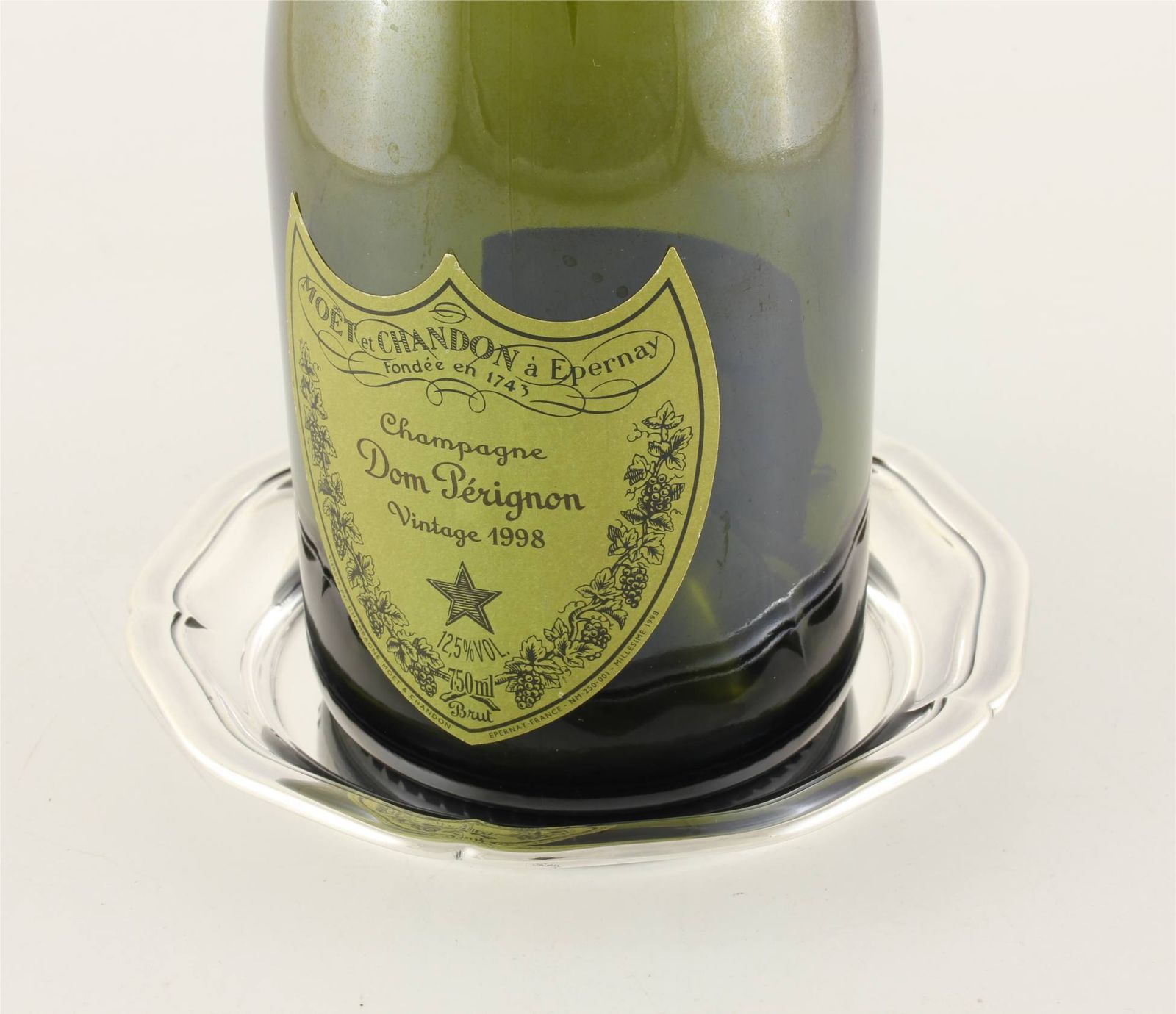 Antique French Silver Plate Christofle Champagne Wine Bottle Coaster Tray. photo for sale