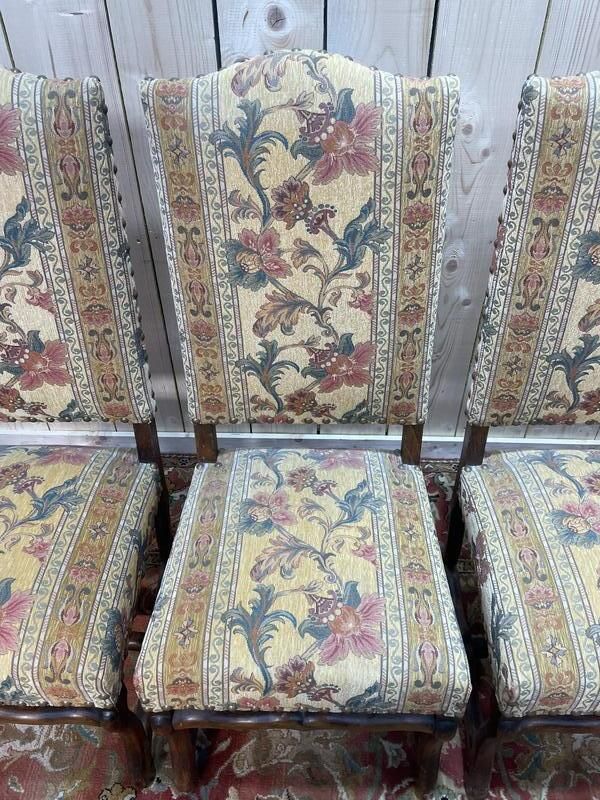 Suite De 4 Louis XIII Os De Mouton Tissu Fleurs photo furniture