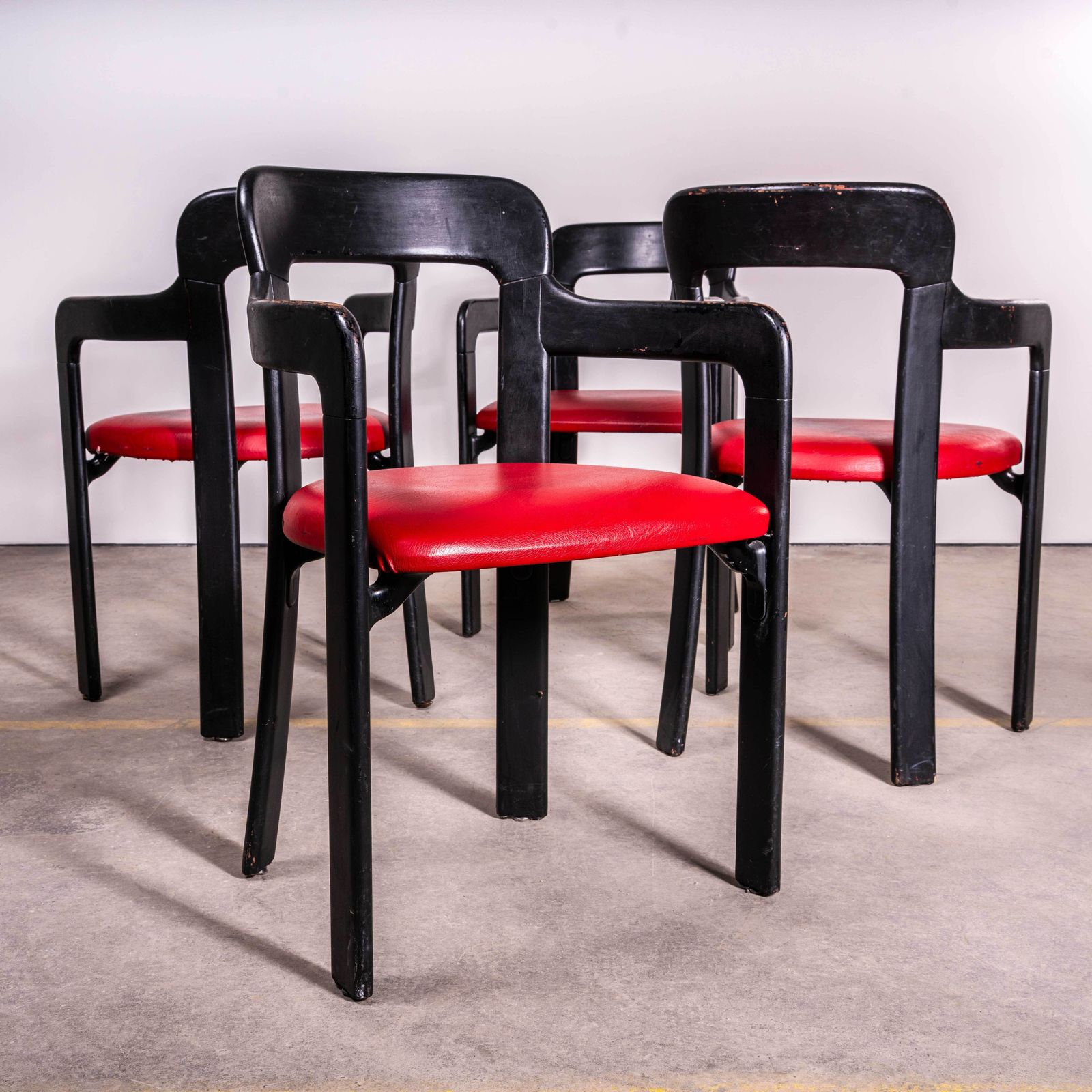 1970’s Original Bruno Rey Ebonised Upholstered Armchairs – Set Of Six photo buy
