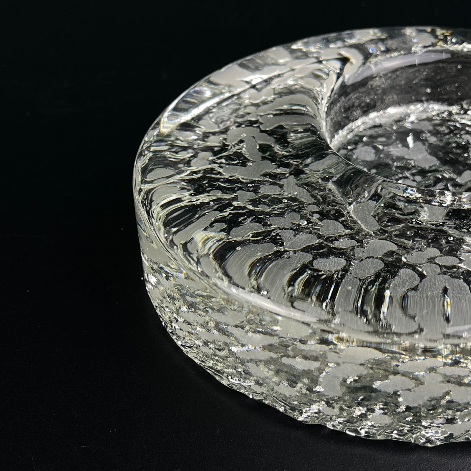 photo vinterior Vintage Ice Glass Ashtray By Kosta Boda, Sweden, 1970s