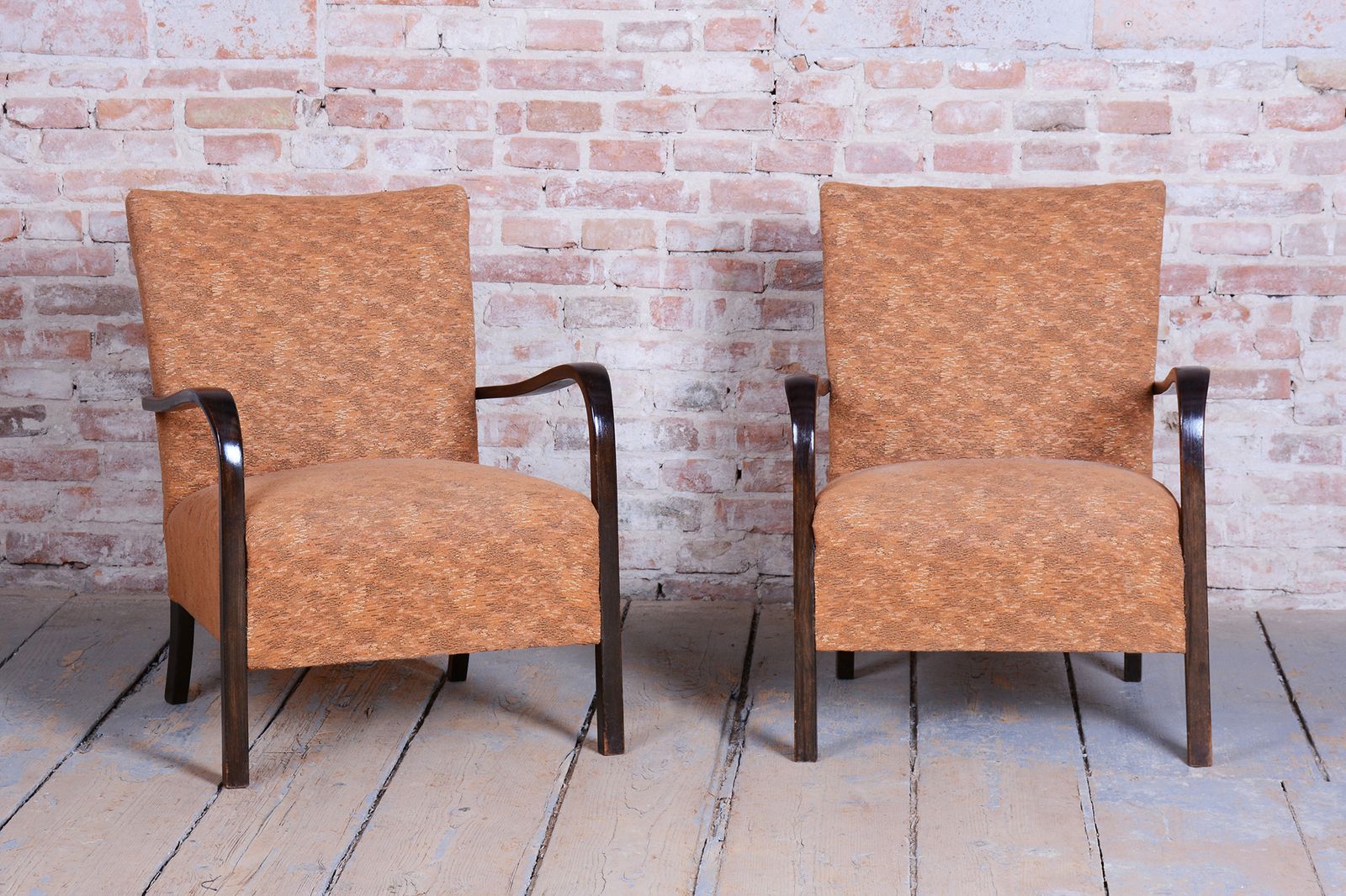 Pair Of Restored Art Deco Armchairs, Beech, Polish, Reupholstered, Czech, 1930s photo 850.0