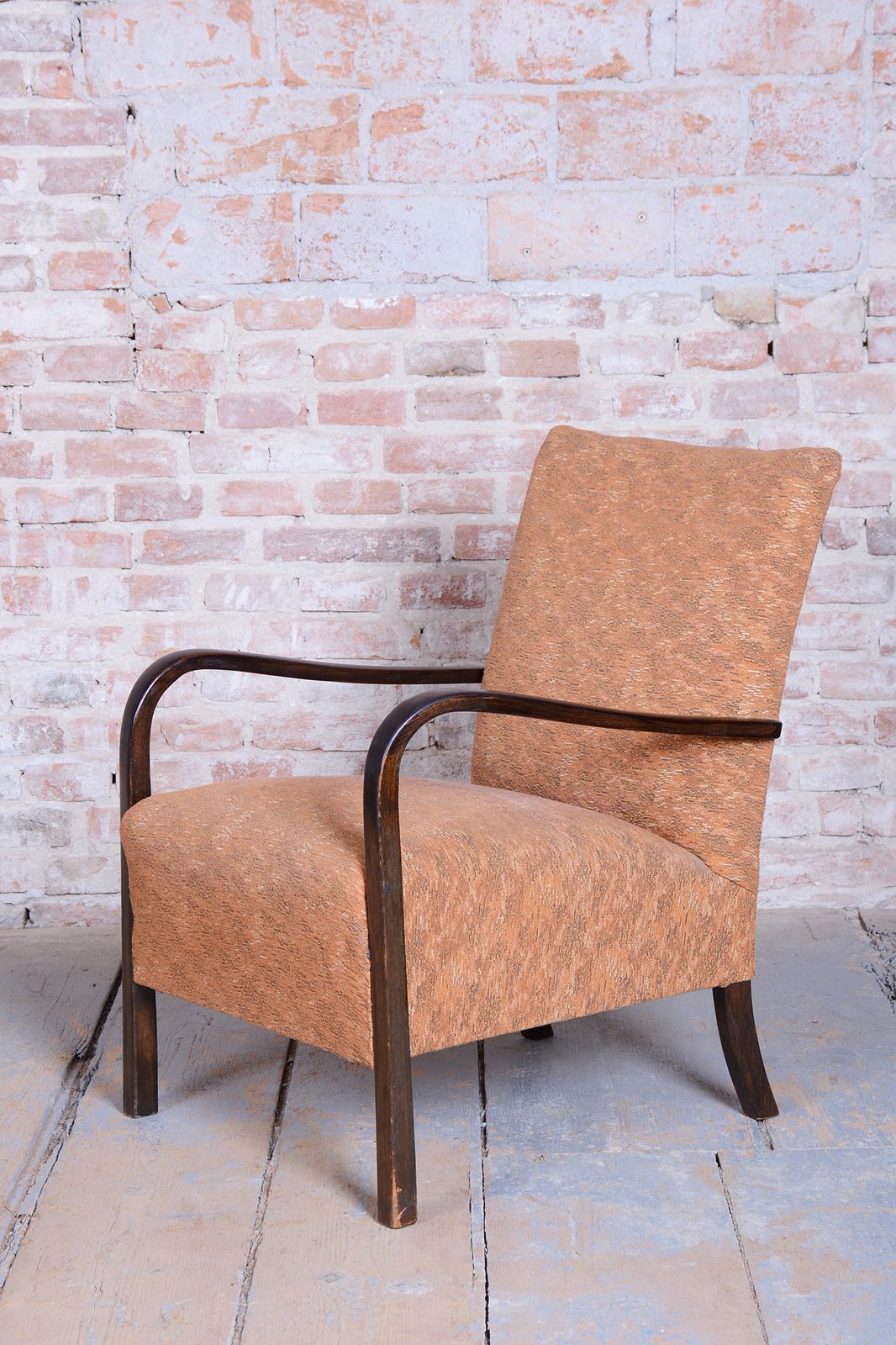 850.0 Pair Of Restored Art Deco Armchairs, Beech, Polish, Reupholstered, Czech, 1930s photo