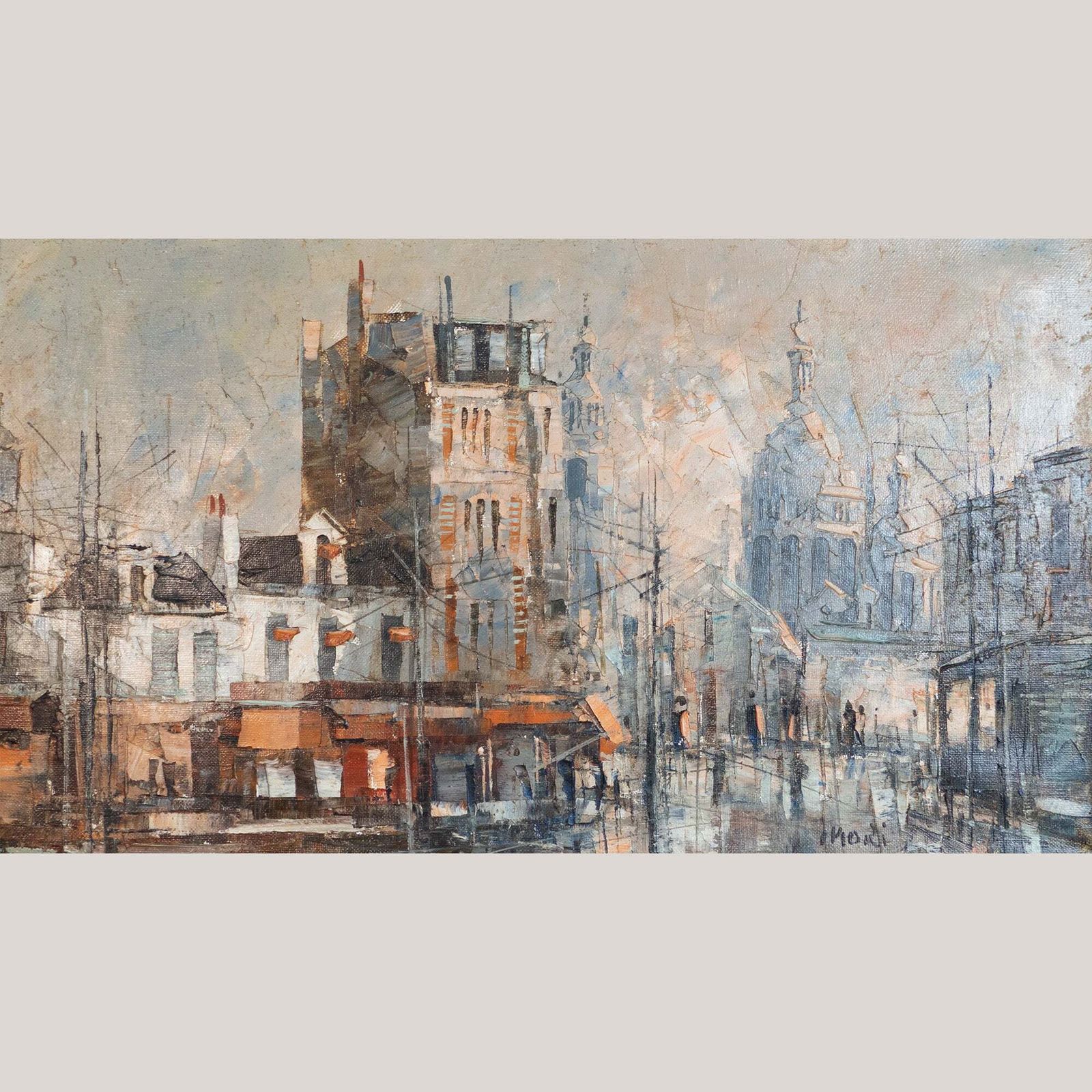 Parisian Street Scene With Sacré Cœur – Framed Mid Century Impressionist Cityscape