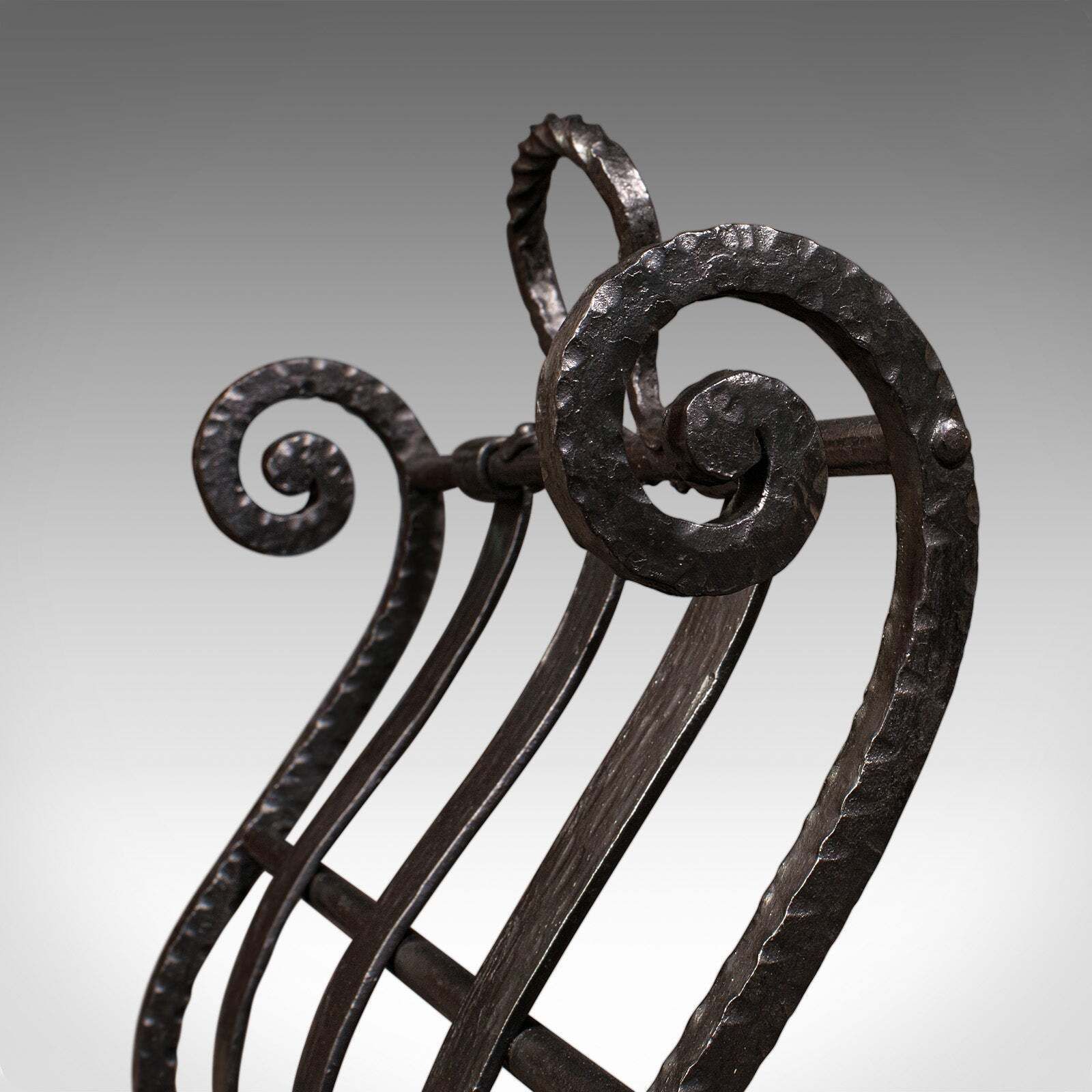 Antique Log Layer, English, Wrought Iron Fireside Fuel Keeper, Victorian, C.1850 photo vintage