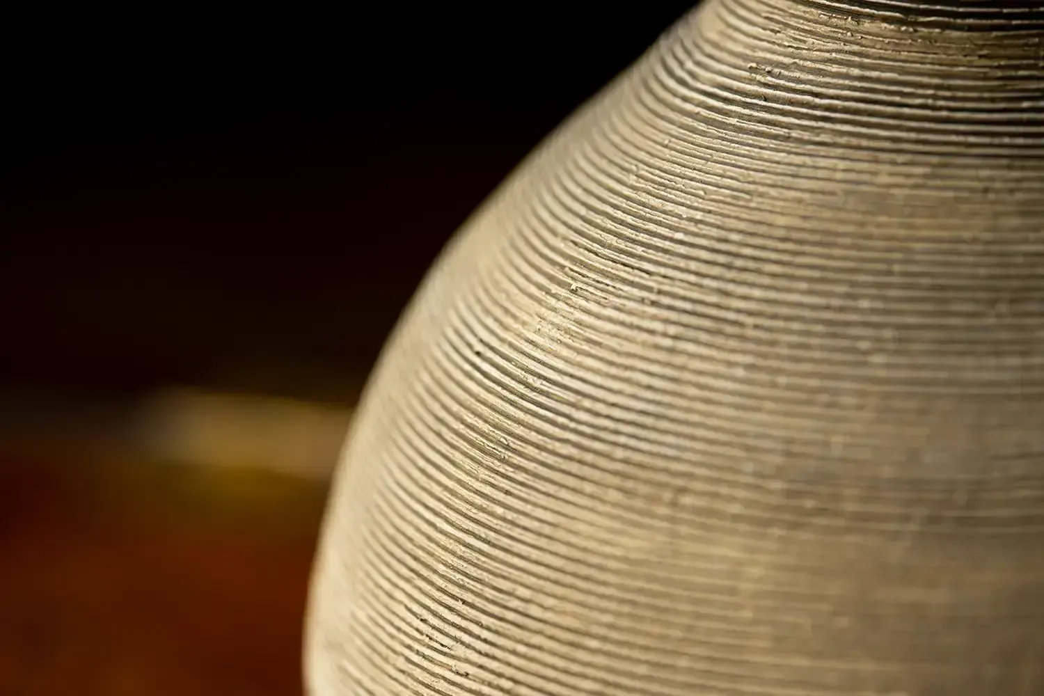 Pair Of Sculptural Minimalist Bud Vases – Ribbed Terracotta Finish, Scandinavian Style, C.1970s photo 140.0