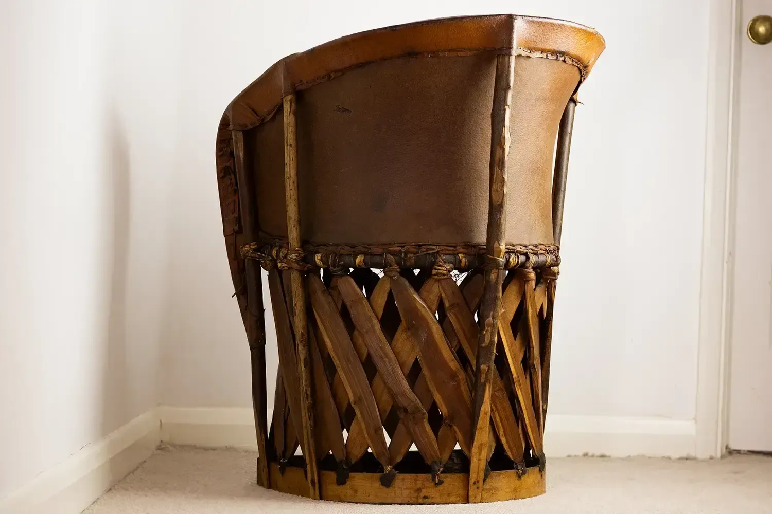 Furniture Authentic 1960s Mexican Equipale Tub Chair – Handcrafted Pigskin & Cedar, Jalisco Origin photo