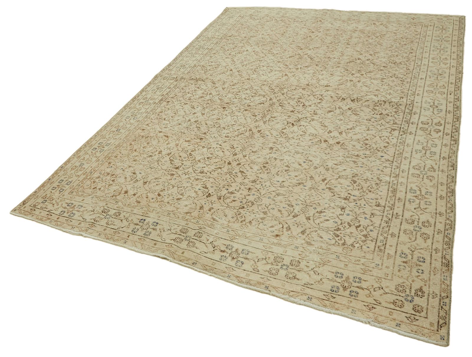 7x10 Beige Turkish Vintage Area Rug   46316 photo for sale
