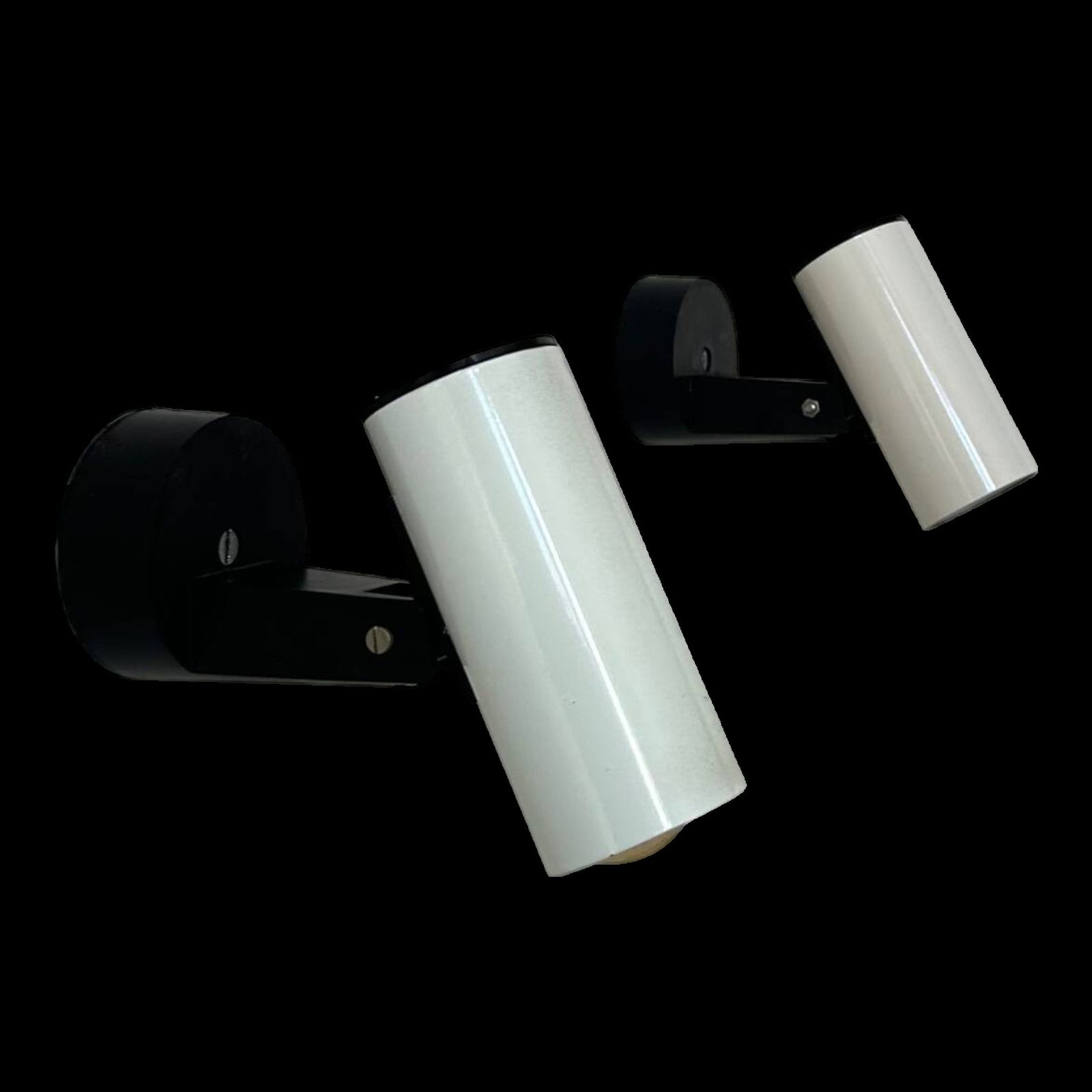Pair Of Vintage Adjustable Wall Lights, White Metal, France 1970