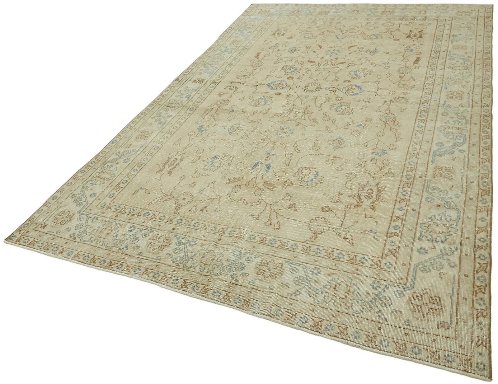6x10 Beige Turkish Vintage Area Rug   46062 photo for sale