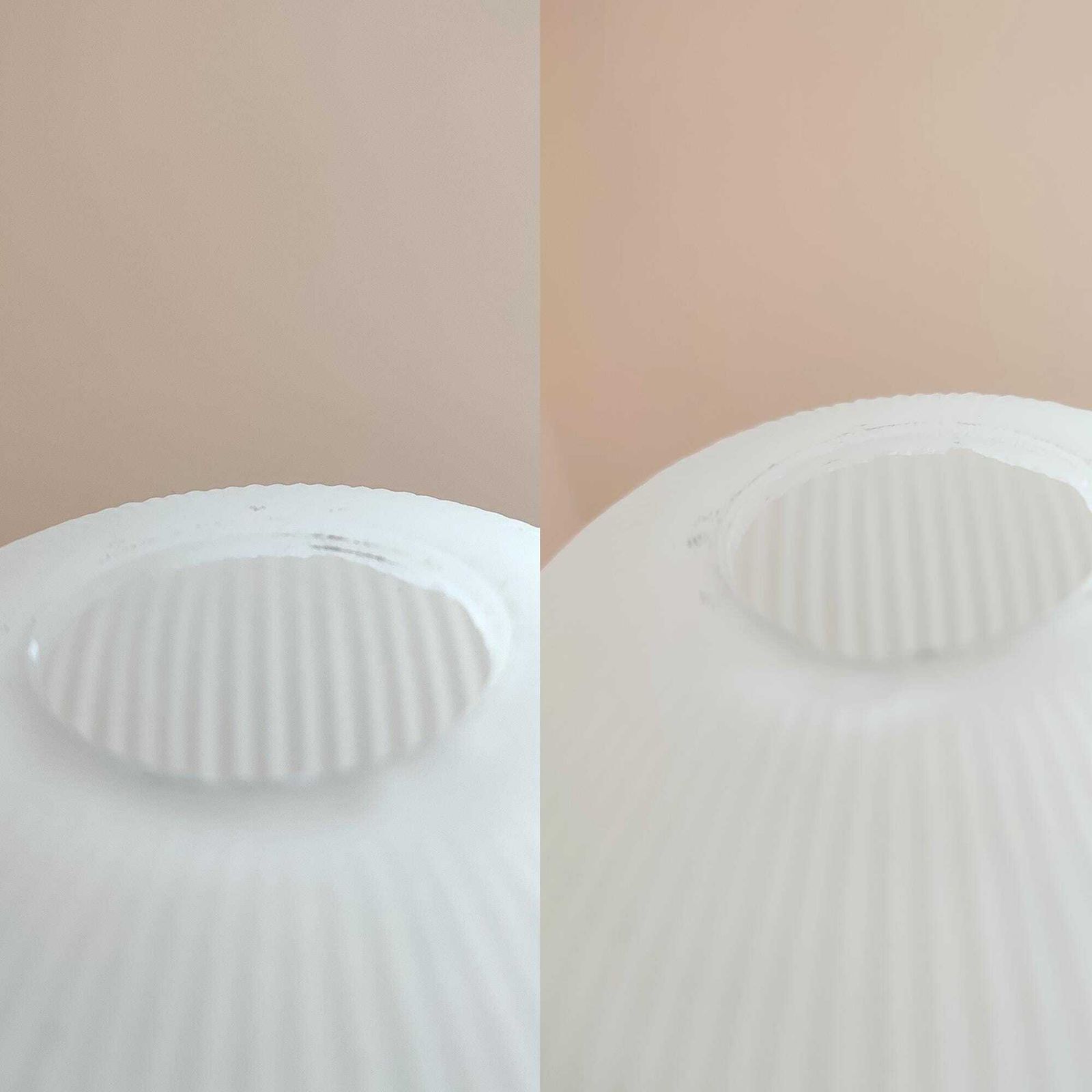 photo for sale Pair Of Mid Century Vintage Holophane Style Pendant Light Shades   Prismatic Ribbed Frosted Glass   Ceiling / Wall Light Sconce   Diffuser