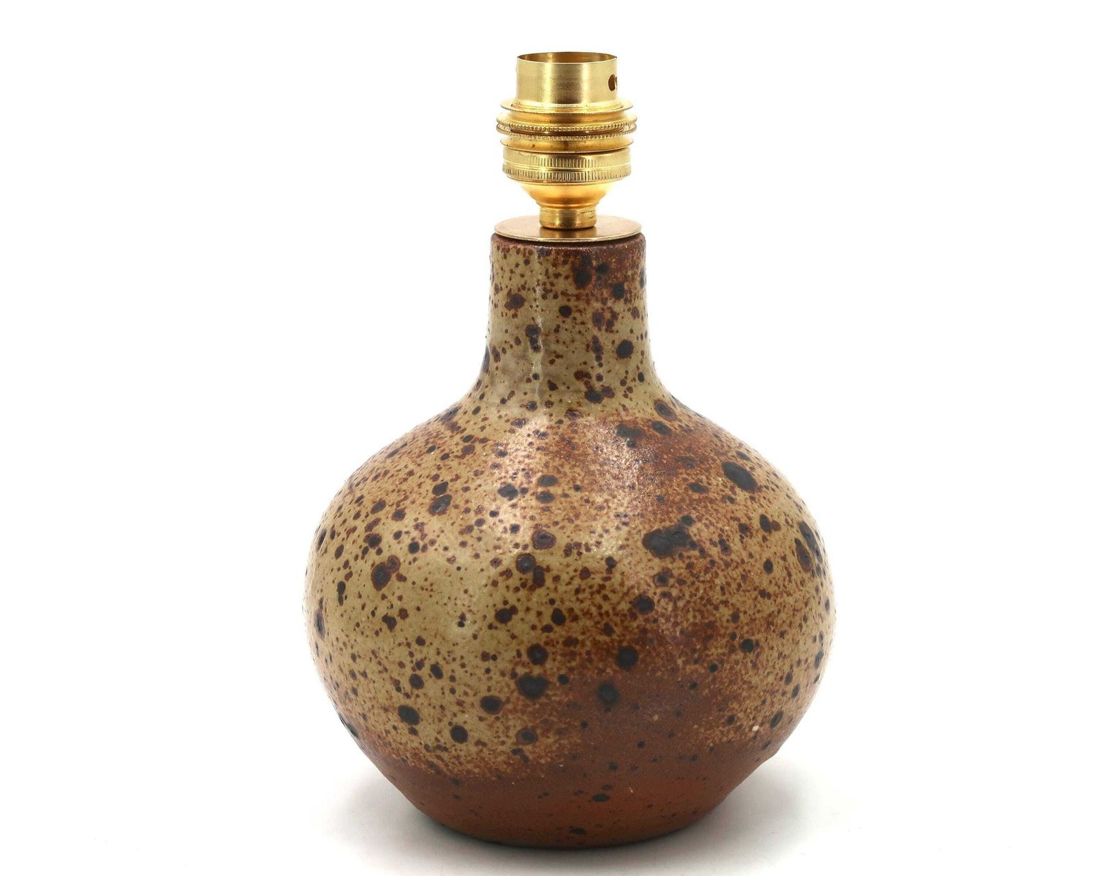 French Stoneware Ceramic Table Lamp By Guy Baudat, White Lampshade, 1970s / Brown, Wabi Sabi, Country, La Borne, Puisaye photo furniture