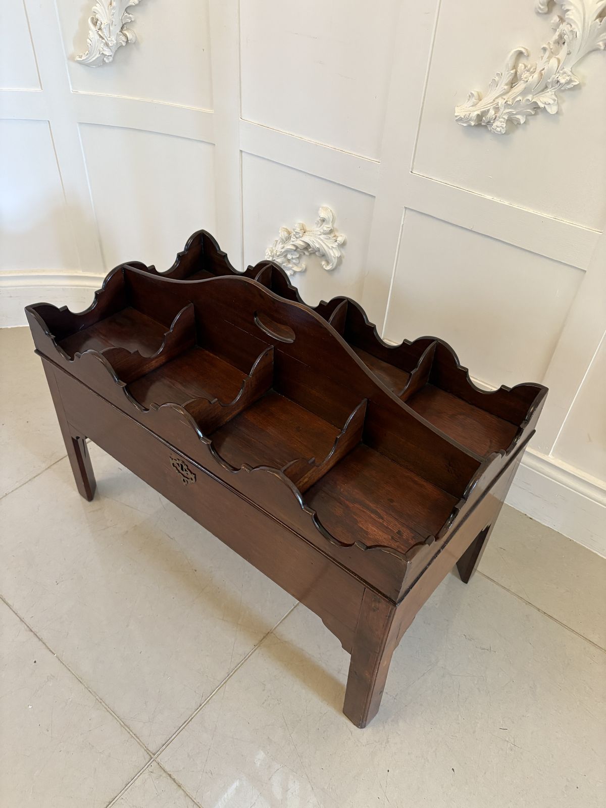 photo furniture Unusual Antique George III Quality Mahogany Free Standing Coaster/Bottle Stand