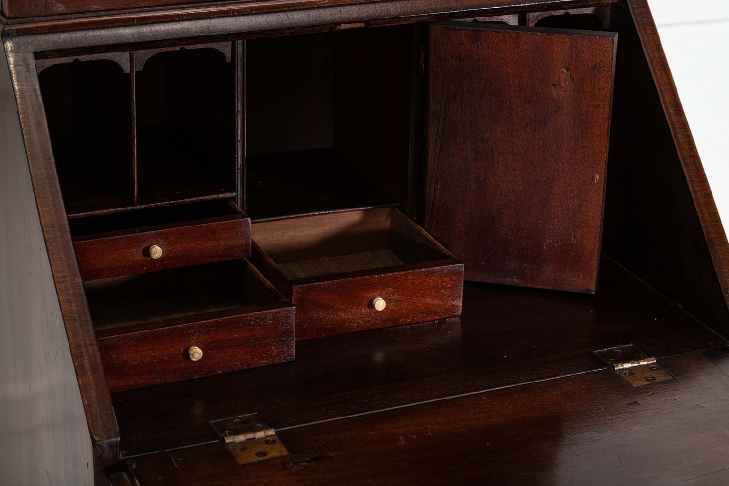 Furniture George III Diminutive English Mahogany Glazed Bookcase Bureau photo
