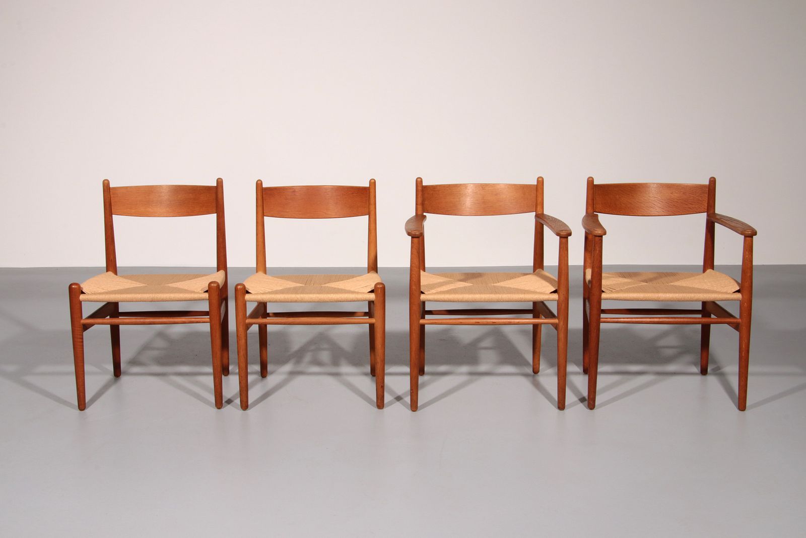 Furniture Dining Chairs By Hans Wegner For Carl Hansen & Søn,Denmark 2 Ch37 And 2 Ch36 photo