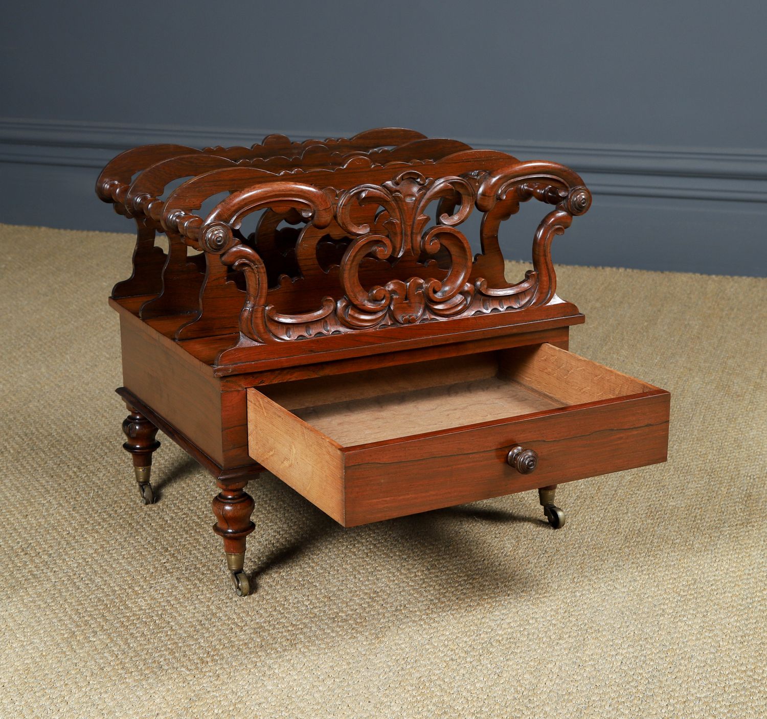 English Regency Rosewood Canterbury Newspaper Magazine Sheet Music Paper Rack Tidy Stand (Circa 1830) photo buy