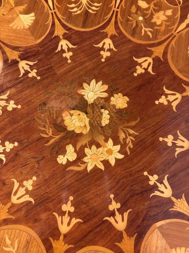 139.0 Marquetry Inlaid Sewing Table photo