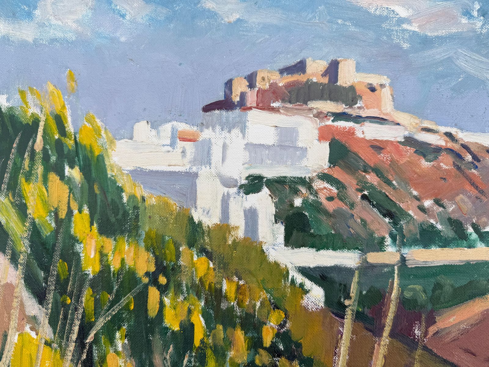 Rafael Duran Benet Mediterranean Village Oil Painting Spanish Landscape  C.1980 photo buy